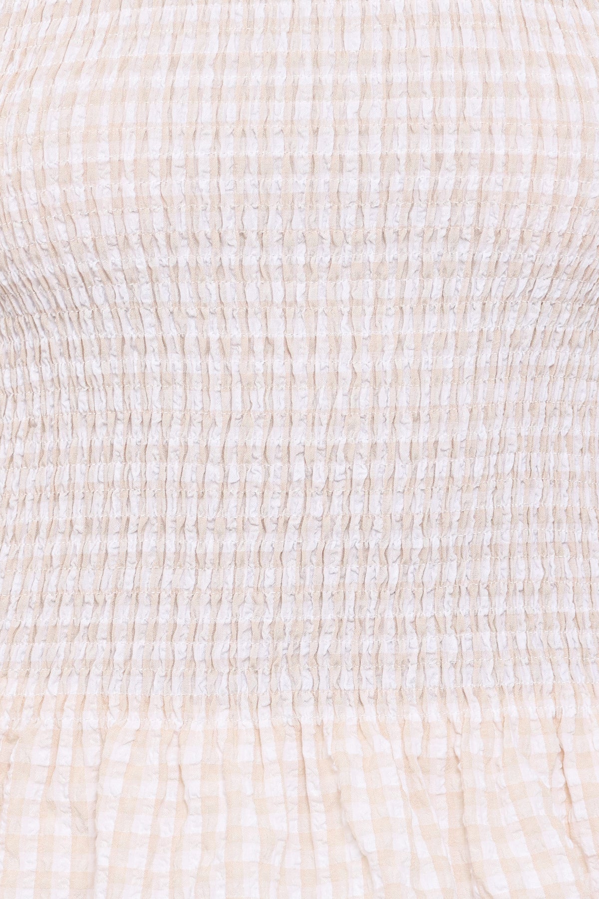 Callista Shirred Waist Top in Beige Gingham – view 7 of 8