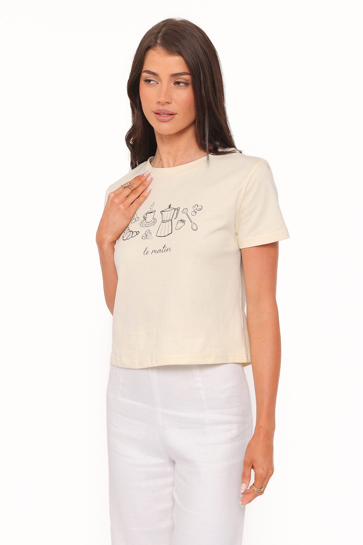 Camelia Graphic Tee in Cream – view 3 of 8