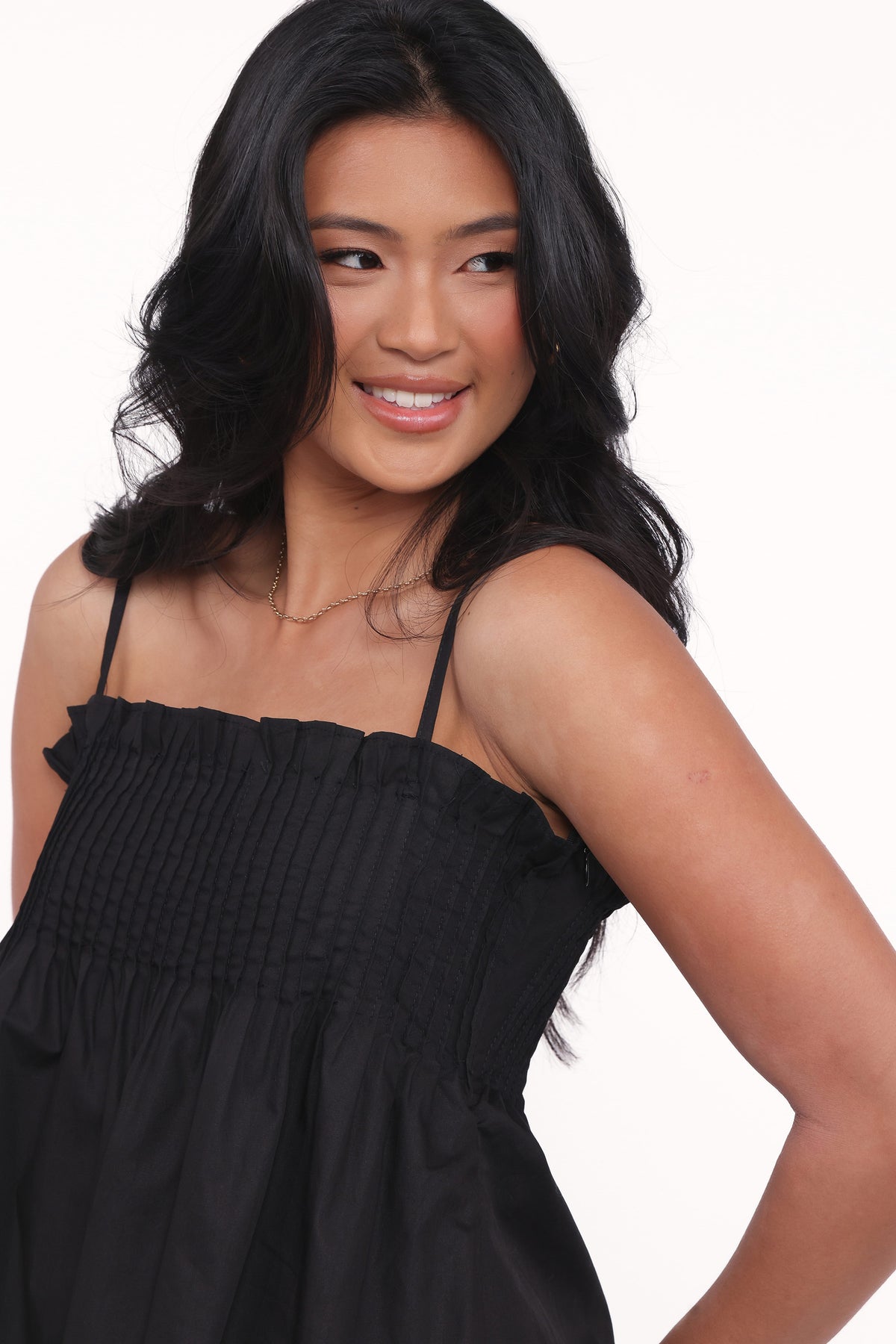 Carson Pleated Top in Black – view 3 of 7