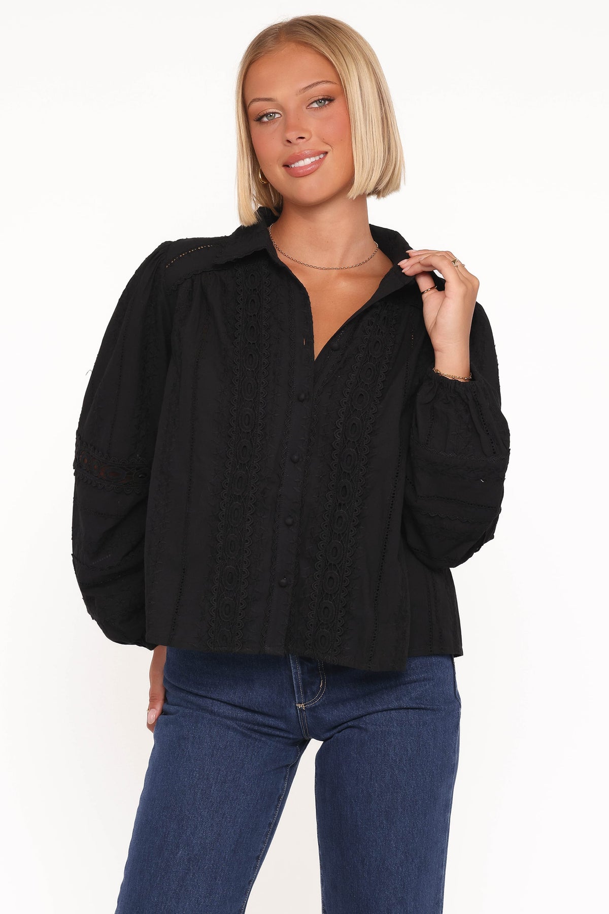 Catania Lace Inset Top in Black – view 1 of 6