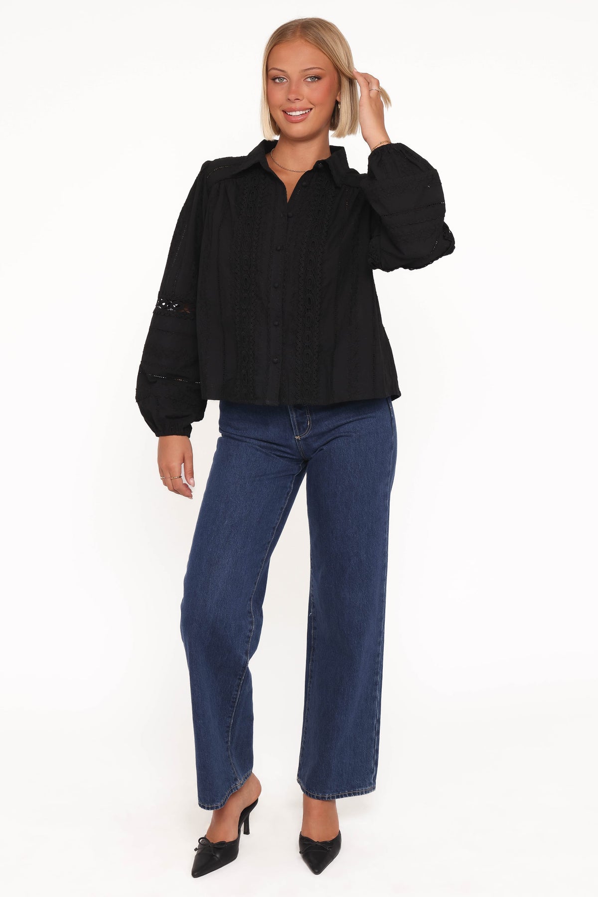 Catania Lace Inset Top in Black – view 5 of 6