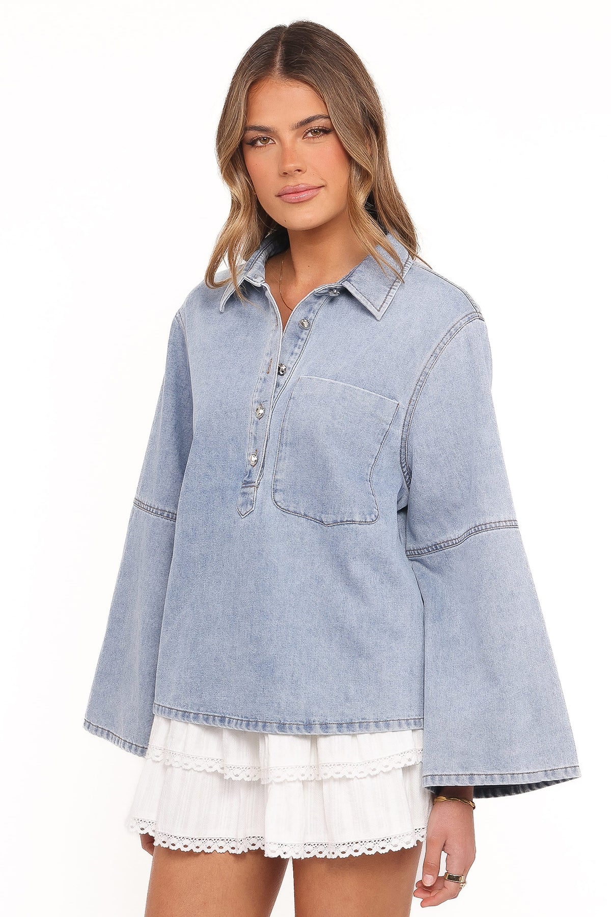 Celestia Denim Top in Light Wash – view 3 of 7