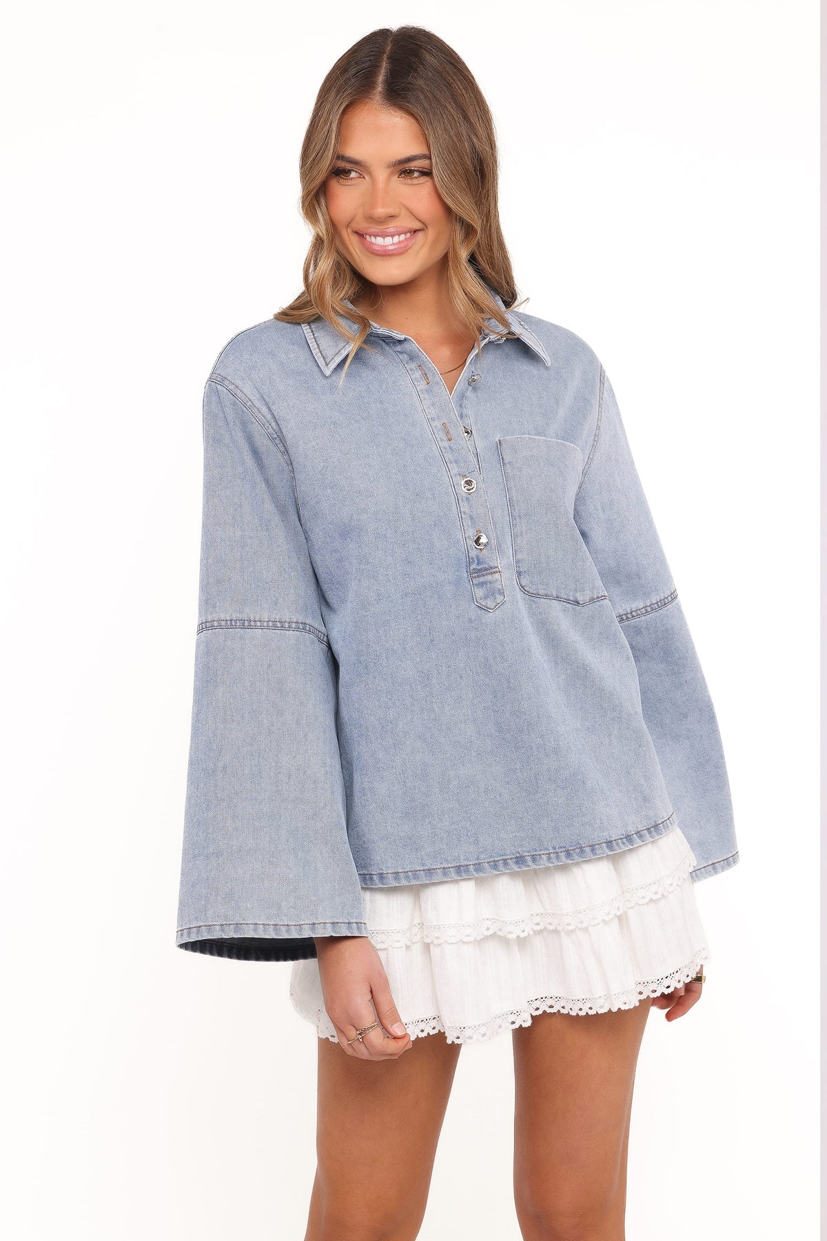 Celestia Denim Top in Light Wash – view 2 of 7