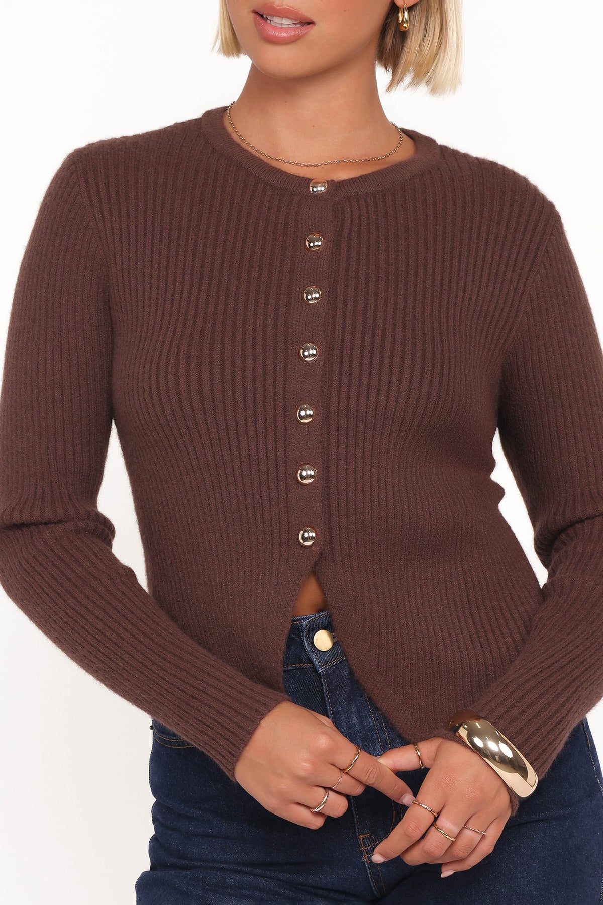 Circe Cardigan Top in Chocolate – view 2 of 6