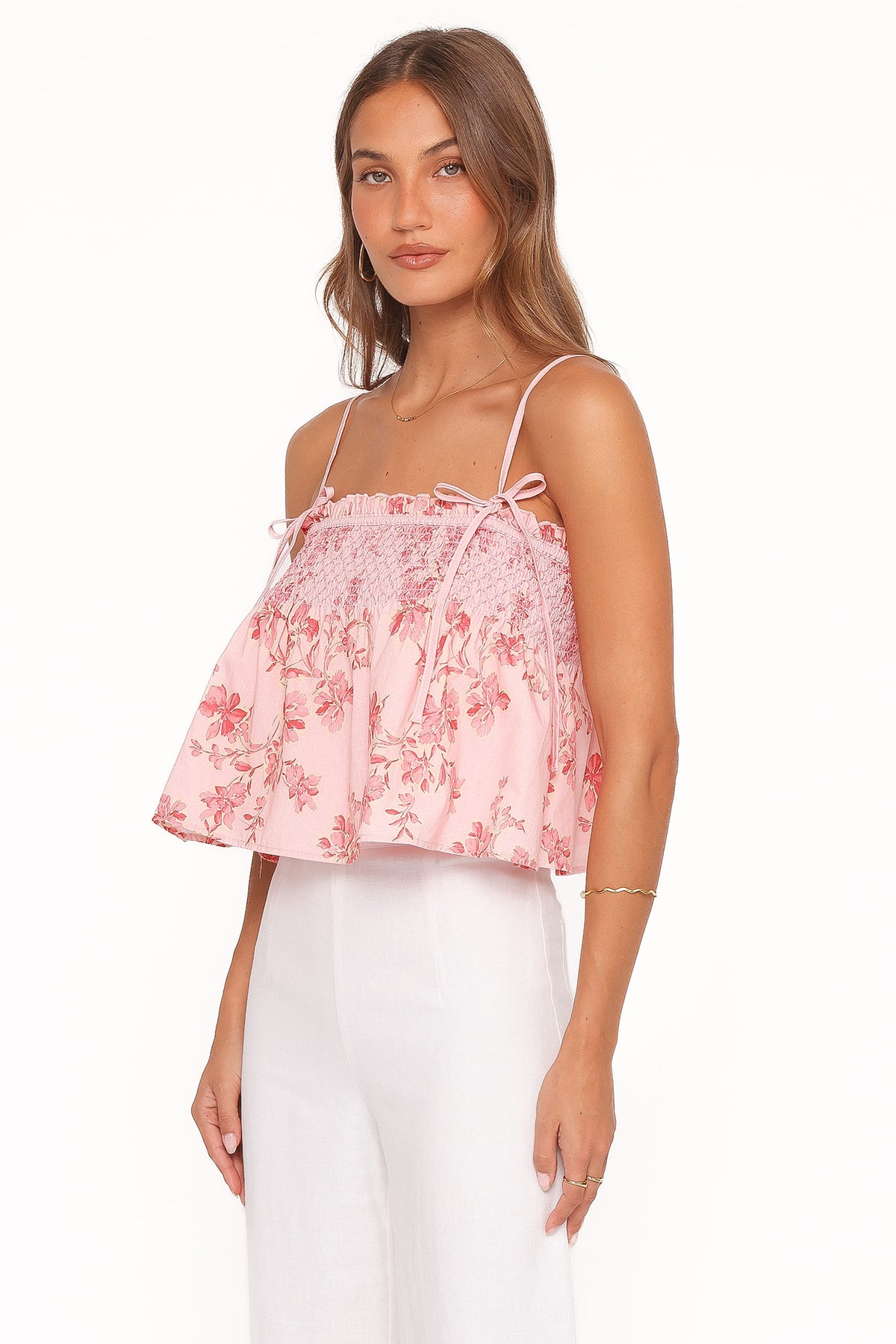 Cosima Baby Doll Top in Rose Pink Floral – view 4 of 8