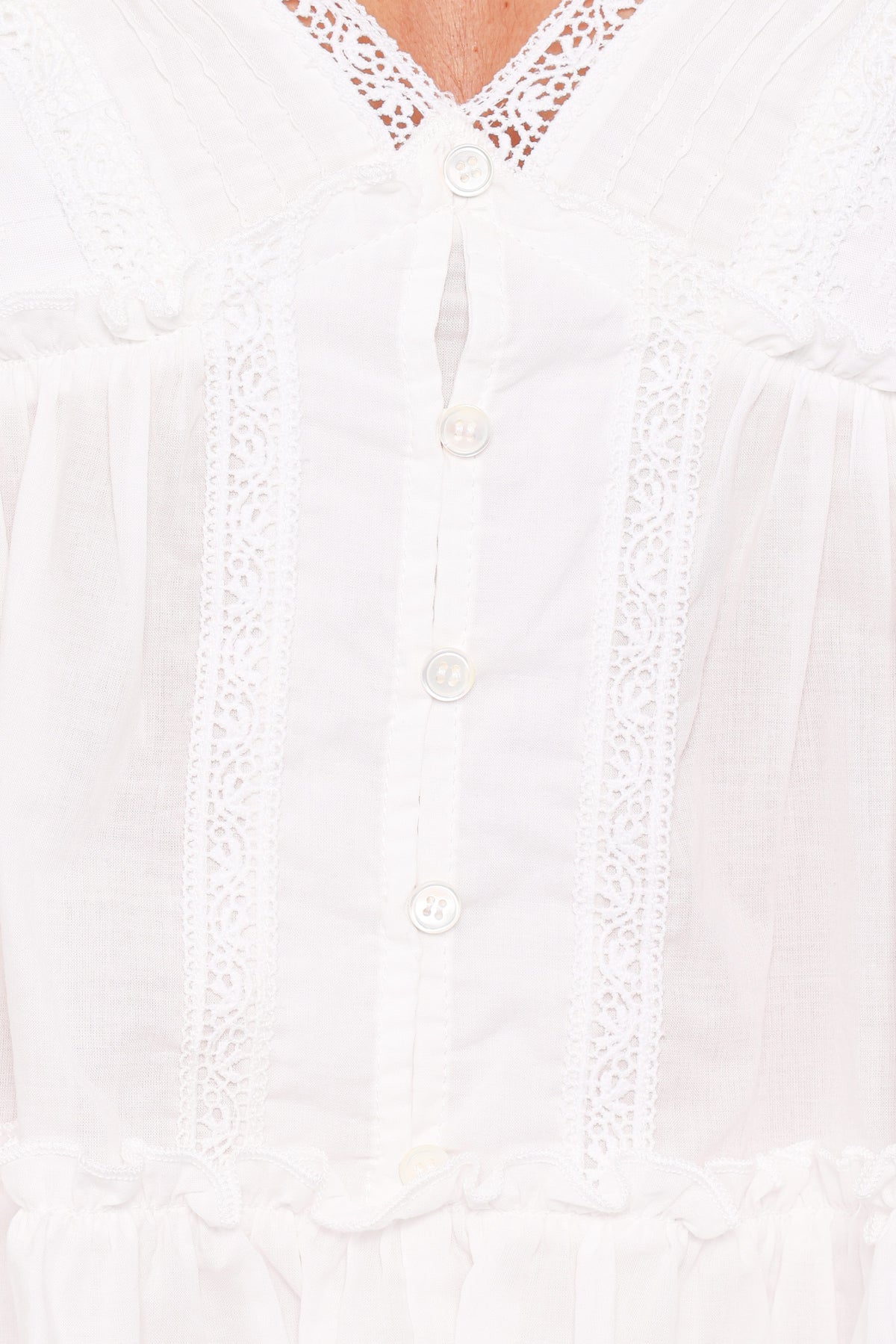 Daisy Cap Sleeve Top in White Broderie – view 7 of 8