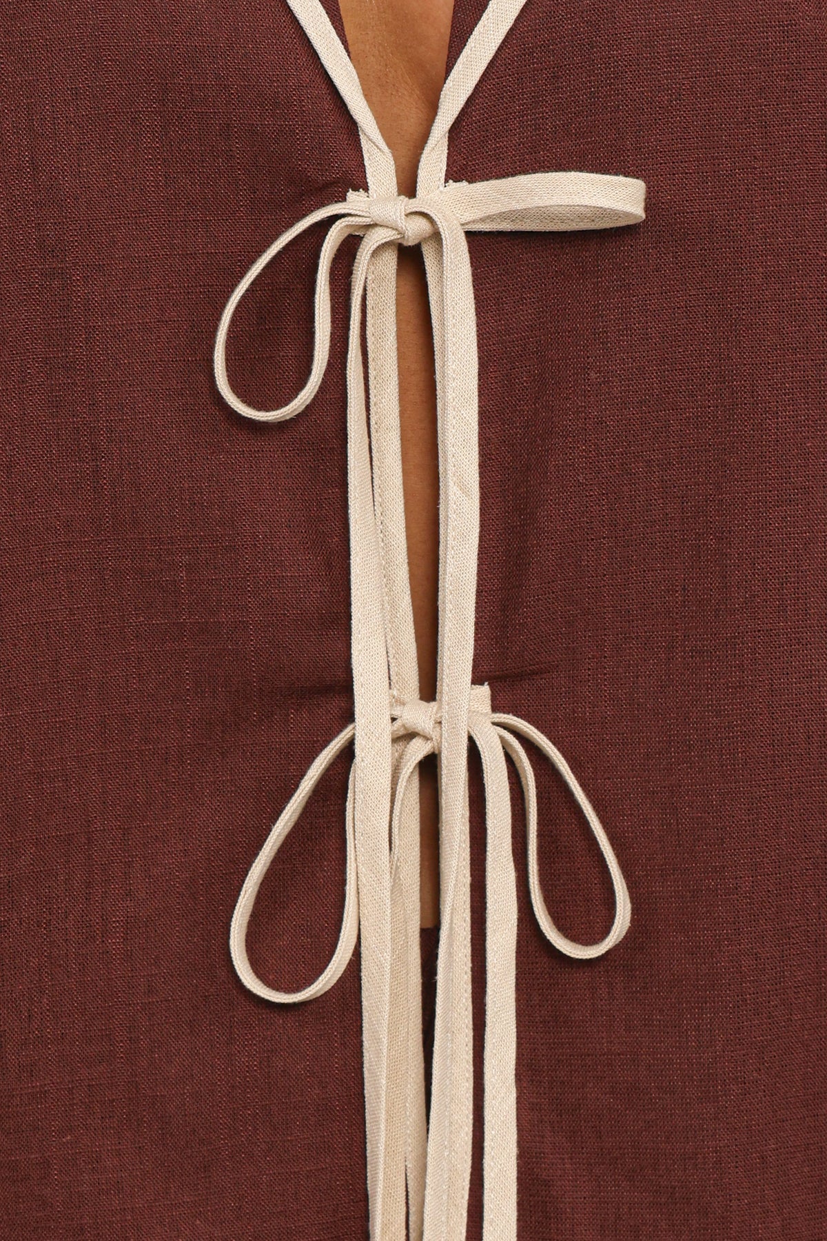 Dalton Tie Top in Brown Cream – view 7 of 7