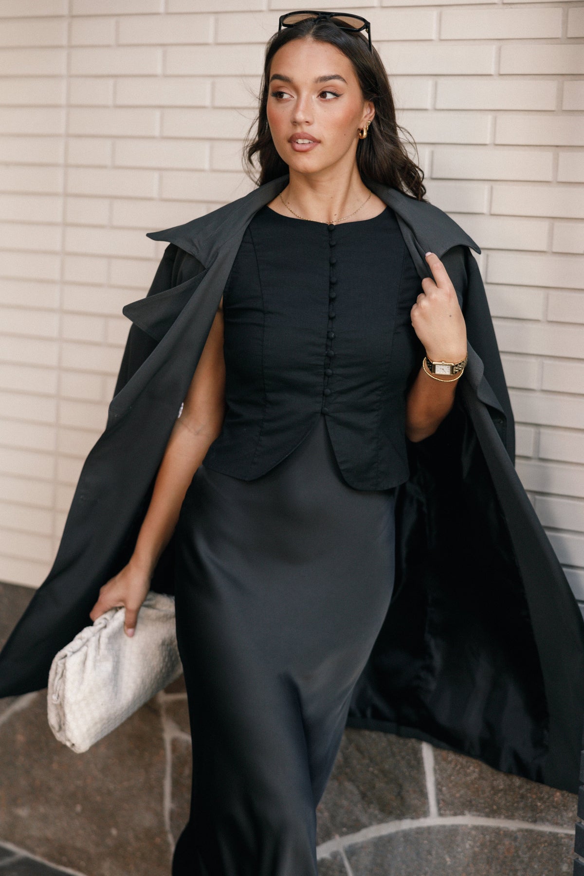 Daniella Linen Vest in Black – view 1 of 9