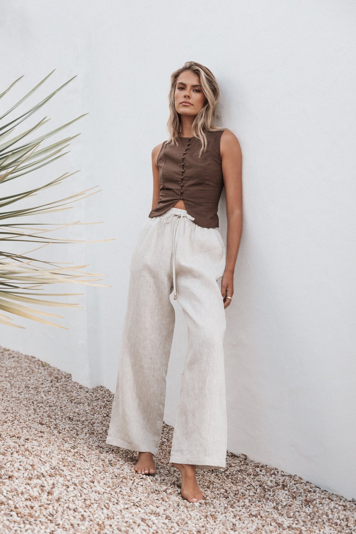 Daniella Linen Vest in Chocolate Brown – view 9 of 9
