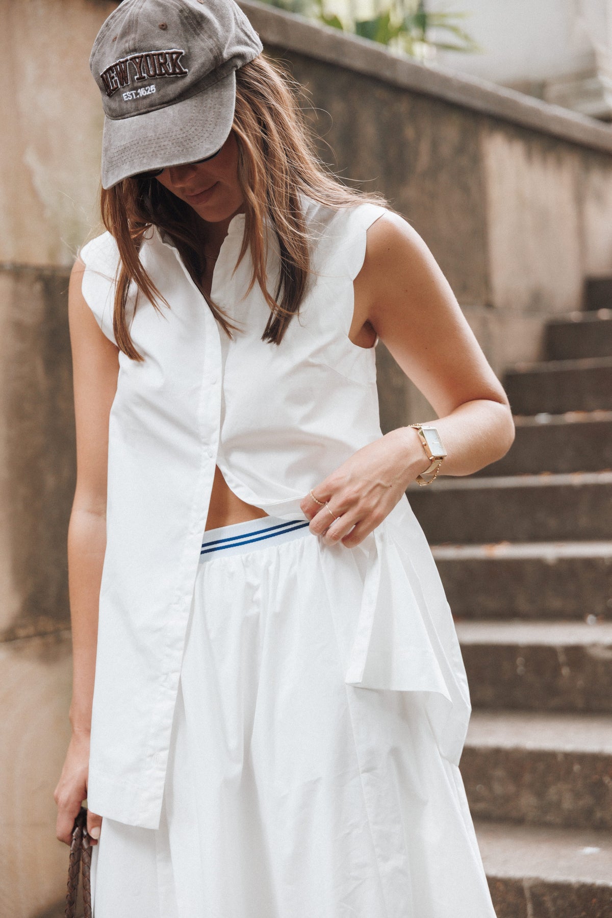 Deirdre Scallop Button Up Shirt in White – view 1 of 8