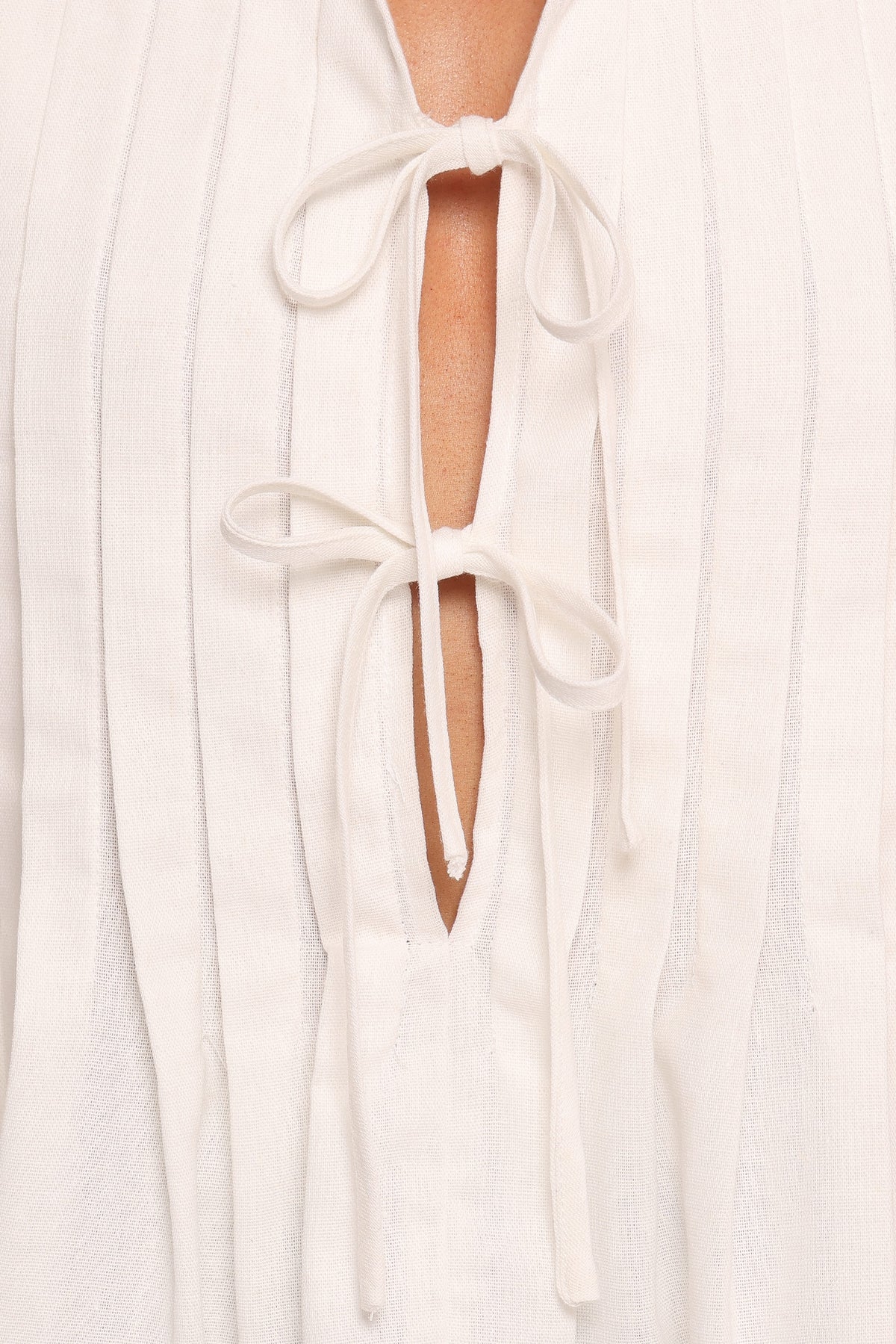 Delia Pleat Tie Top in White – view 7 of 7