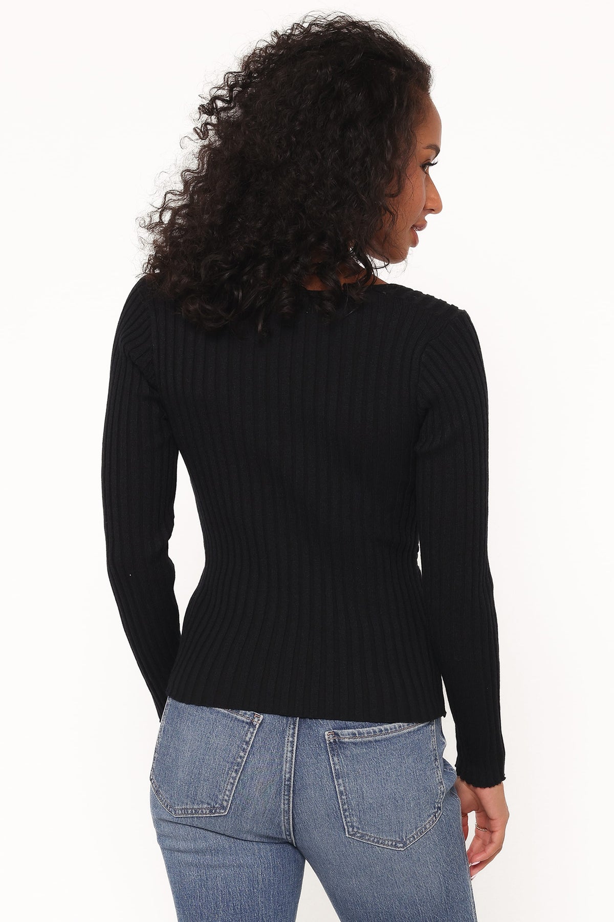 Demi Twist Detail Knit Top in Black – view 4 of 6