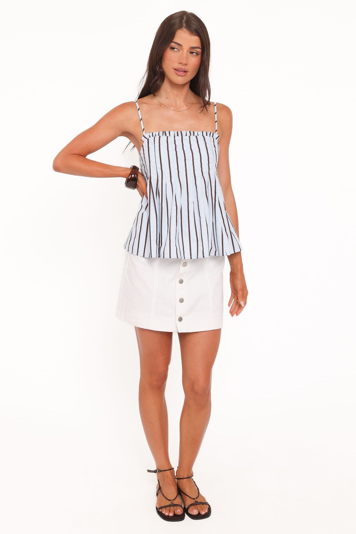 Dulce Top in Blue/Brown Stripe – view 7 of 9