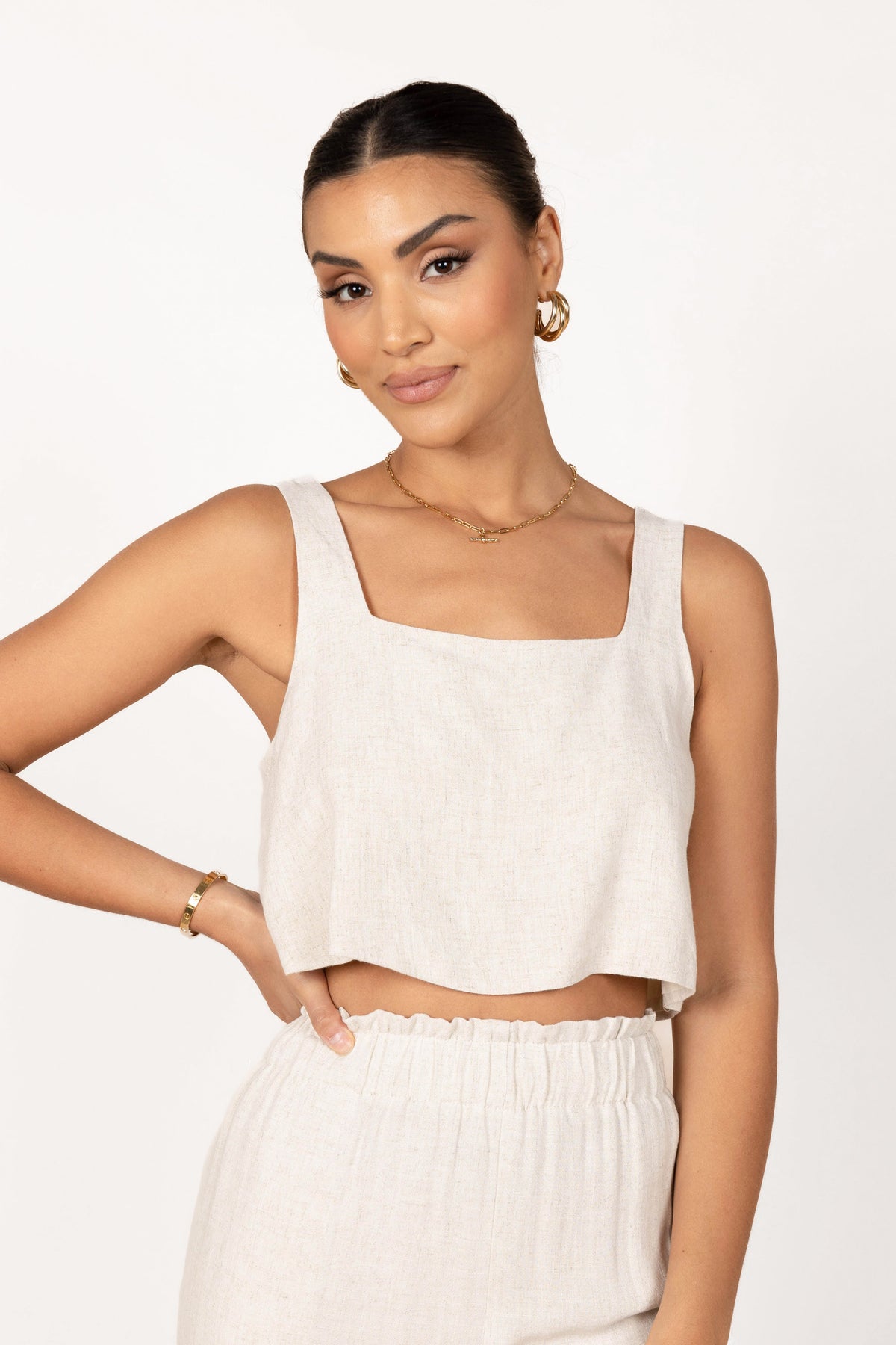Eleanor Cropped Top in Beige – view 1 of 9