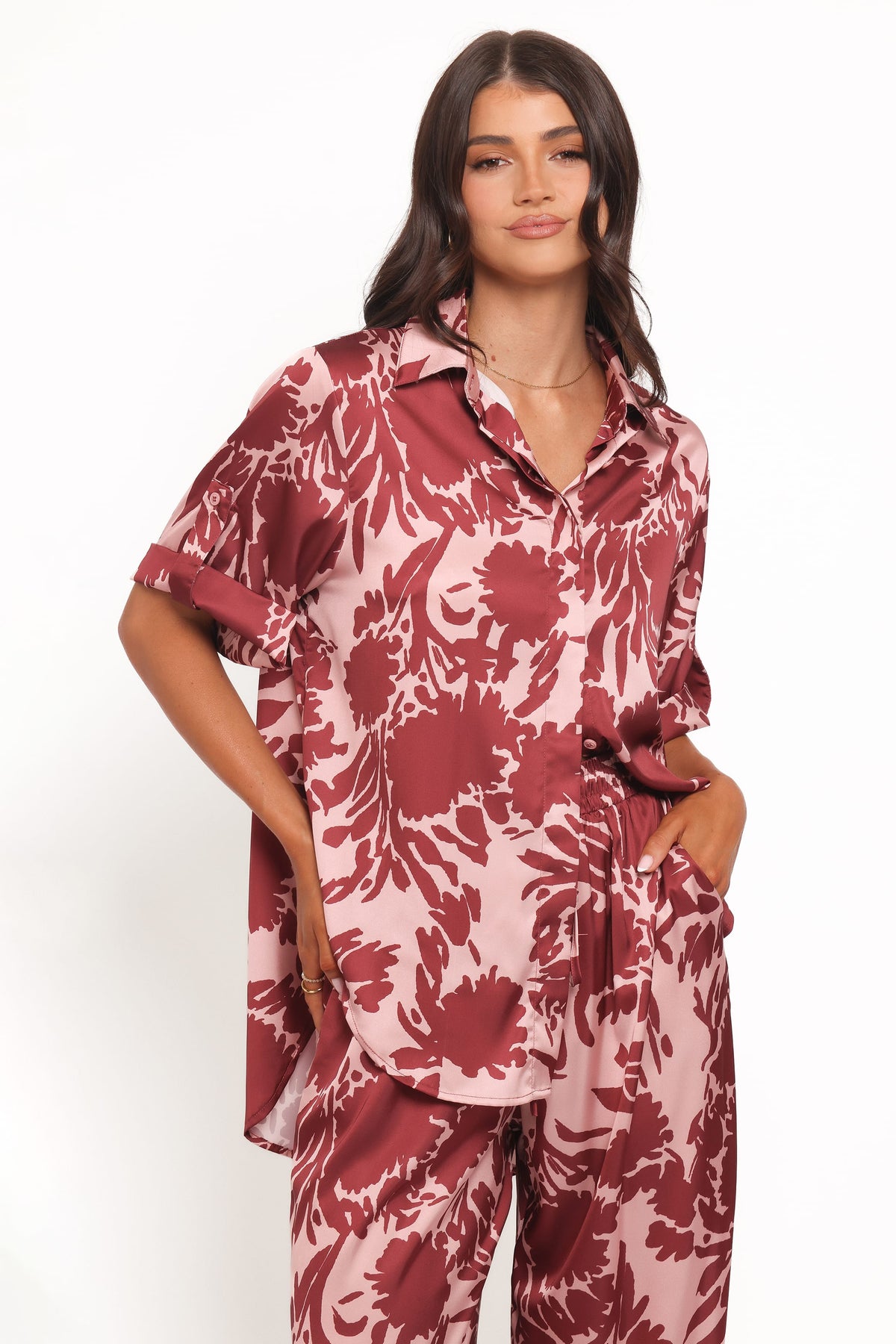 Elysia Shirt in Pink Burgundy – view 2 of 7