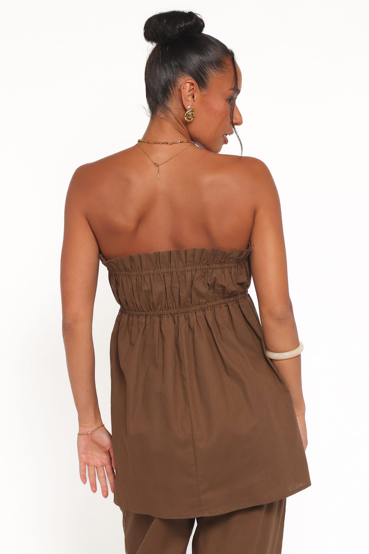 Ember Strapless Tunic Top in Brown – view 5 of 7