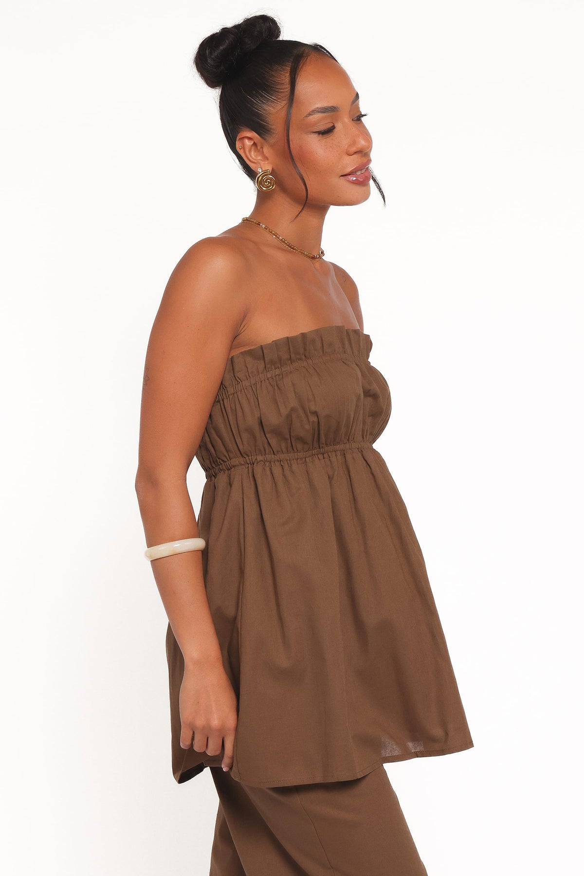 Ember Strapless Tunic Top in Brown – view 4 of 7