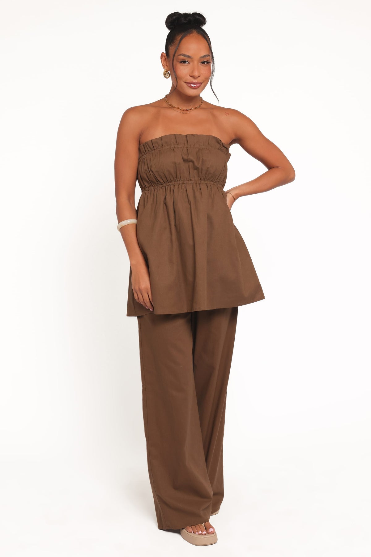 Ember Strapless Tunic Top in Brown – view 6 of 7