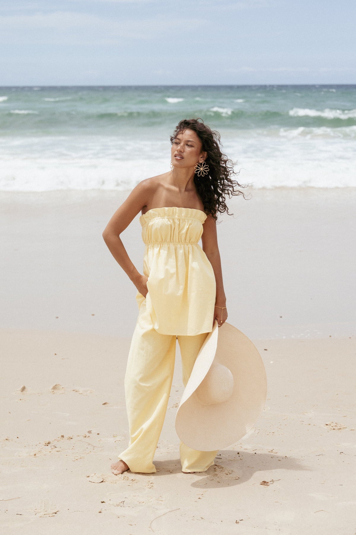 Ember Strapless Tunic Top in Butter Yellow – view 2 of 8
