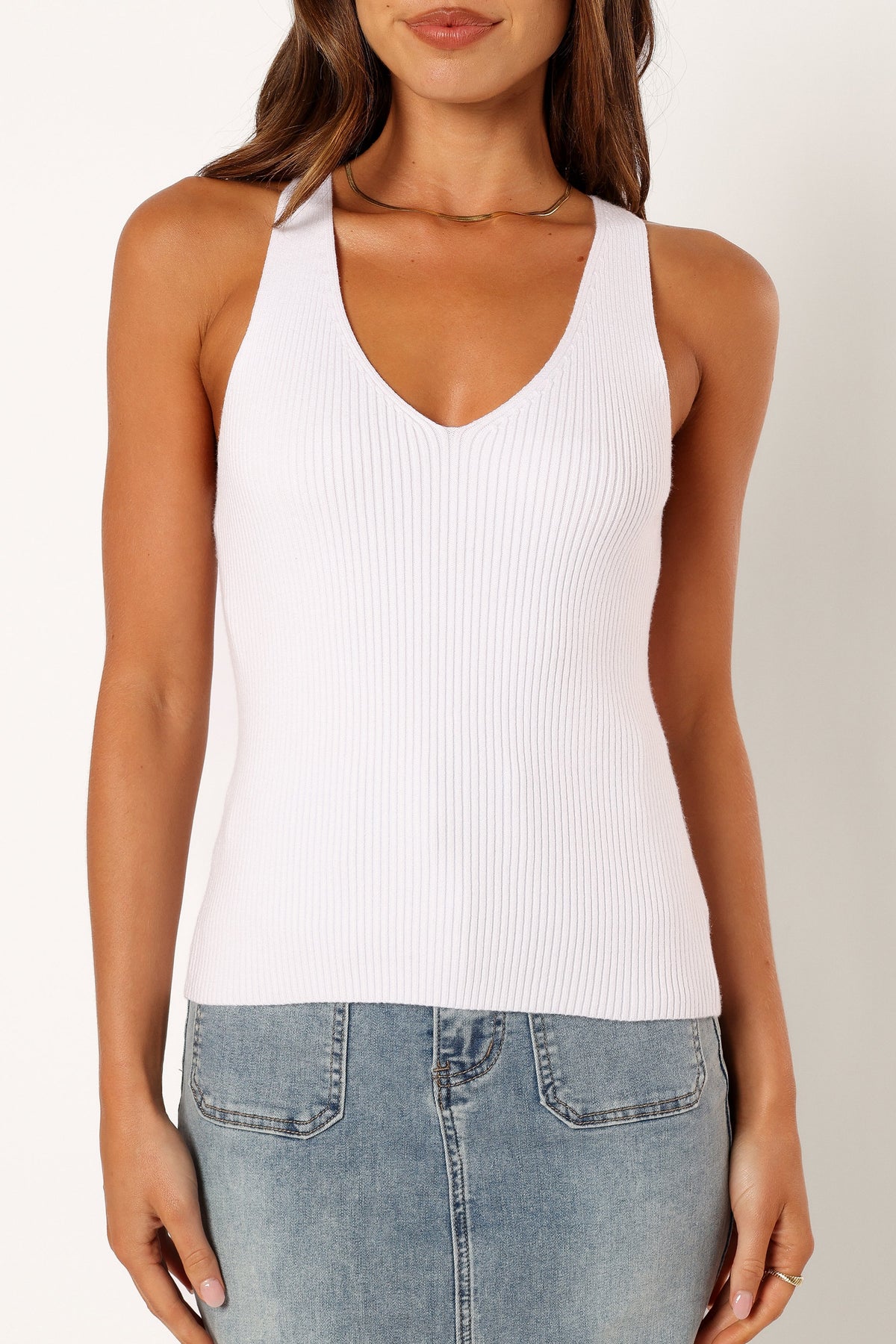 Emily Rib Top in White – view 2 of 7