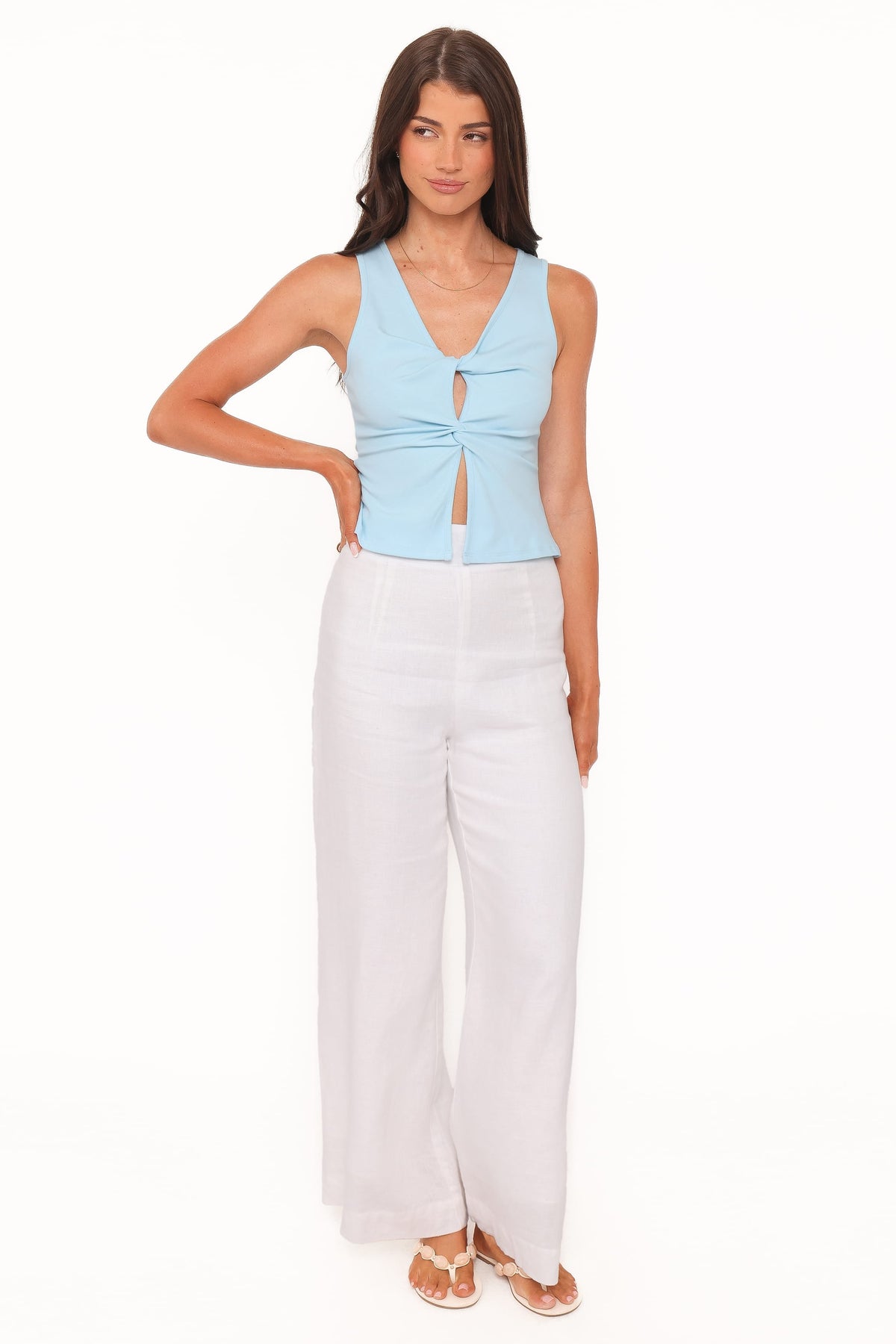 Emmeline Twist Front Top in Pale Blue – view 5 of 8