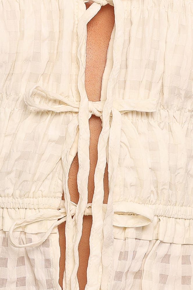 Farica Gingham Top in Cream – view 6 of 6