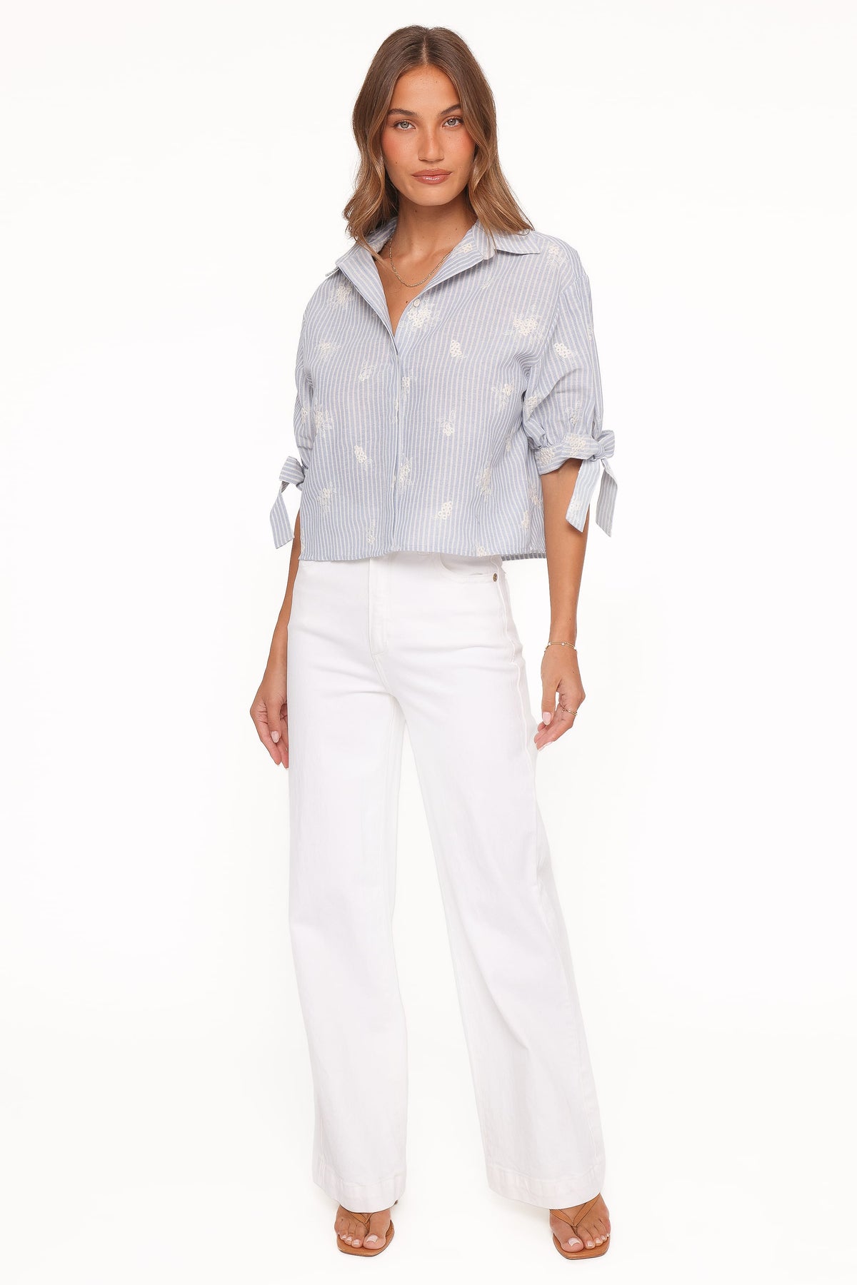 Floriana Tie Sleeve Shirt in Blue Stripe – view 6 of 7