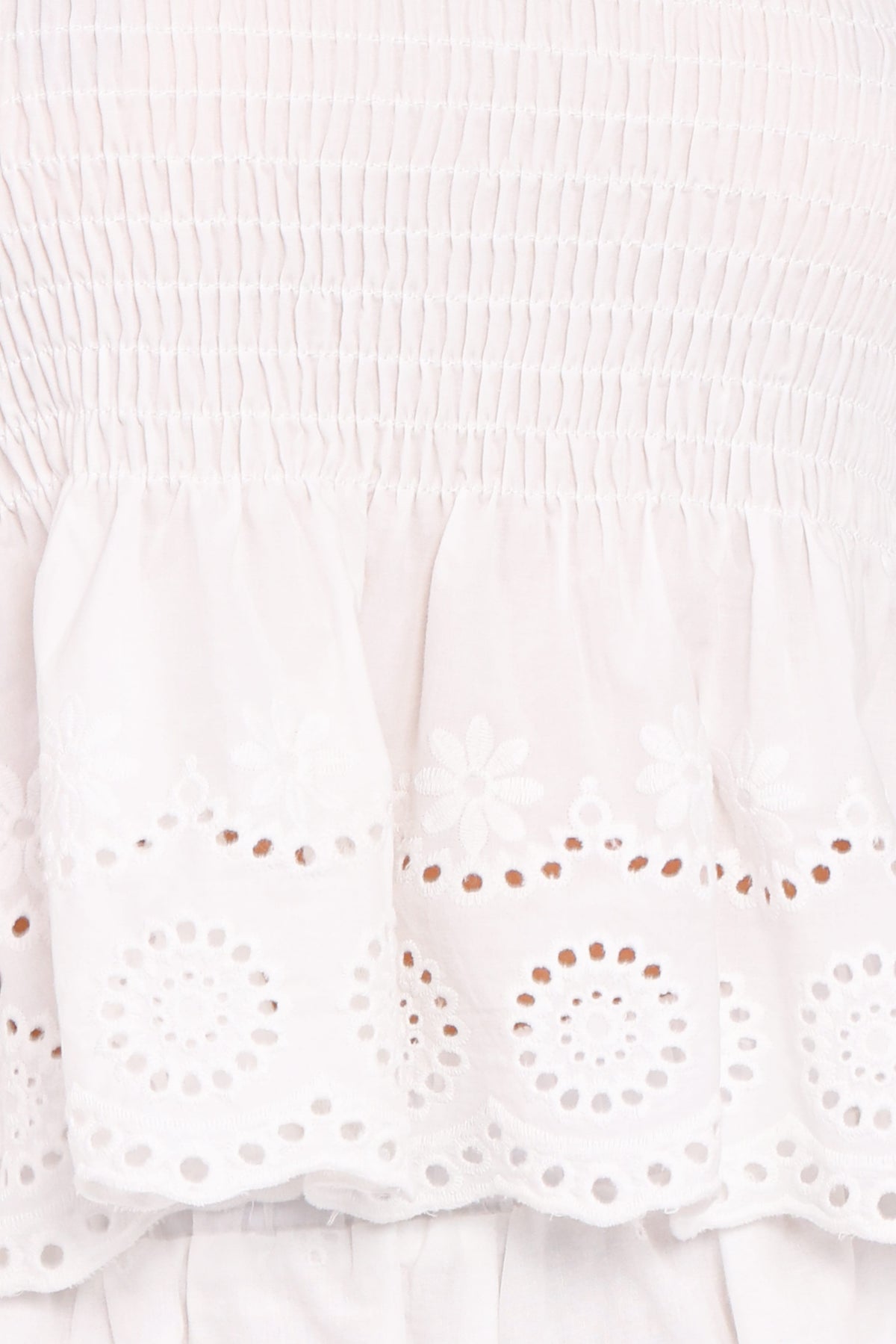 Gretal Smocked Eyelet Top in White – view 7 of 8