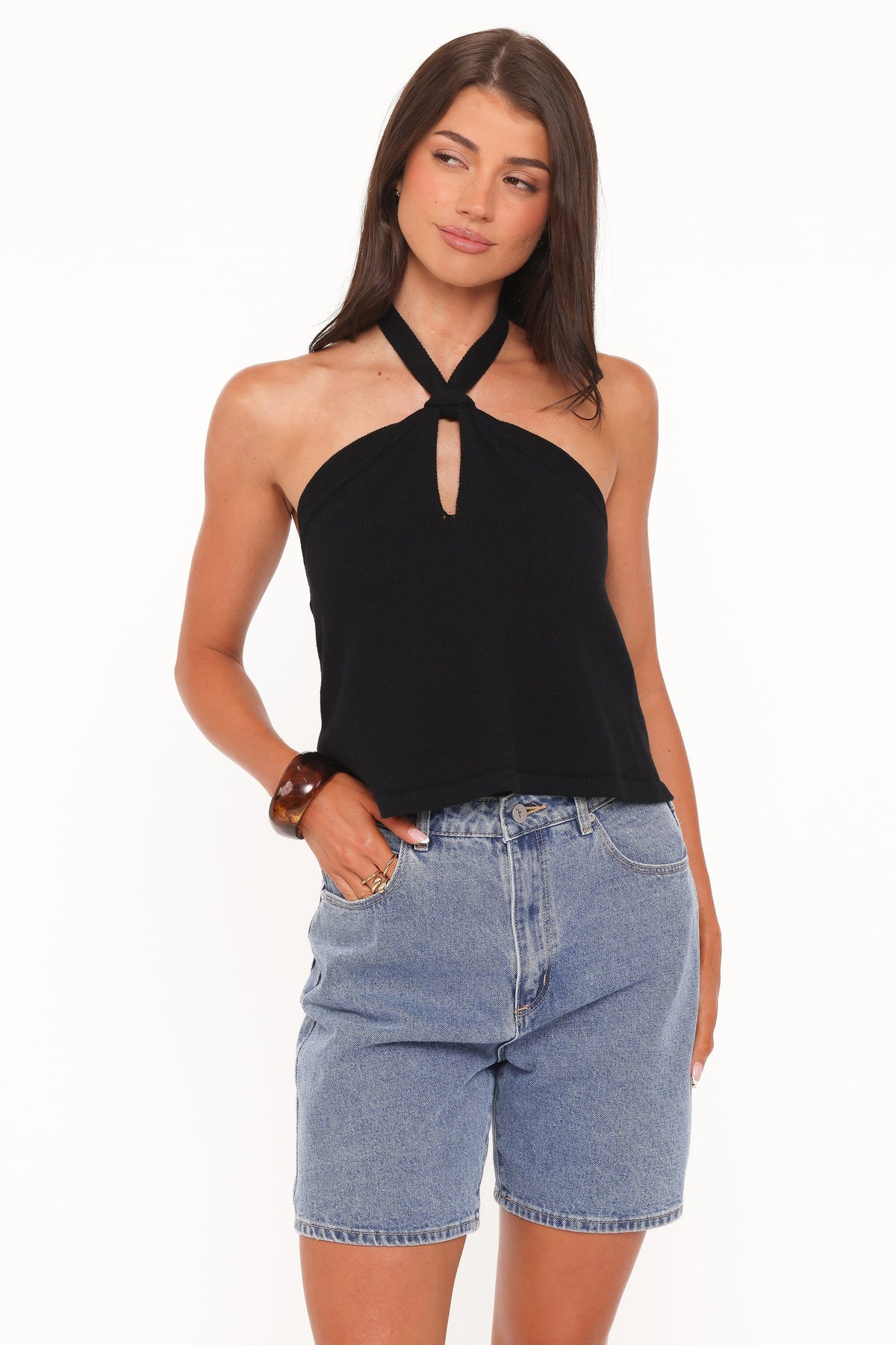 Haley Halter Top in Black – view 2 of 8