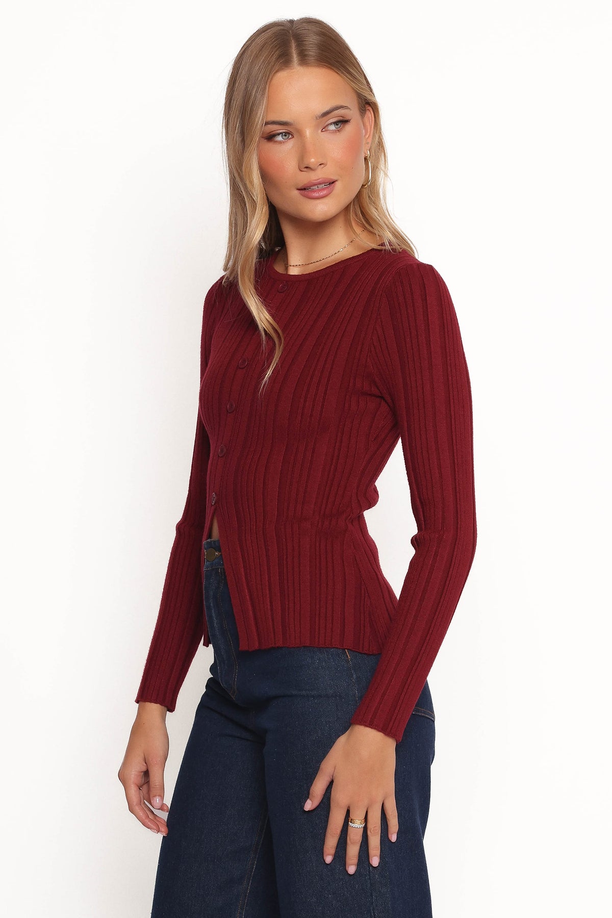 Hatte Cardigan Top in Dark Cherry – view 3 of 6