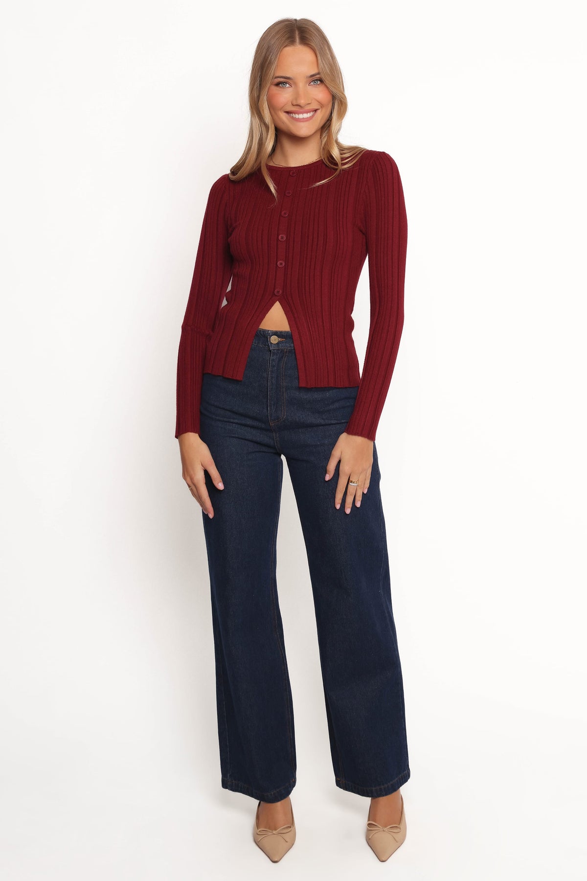 Hatte Cardigan Top in Dark Cherry – view 5 of 6