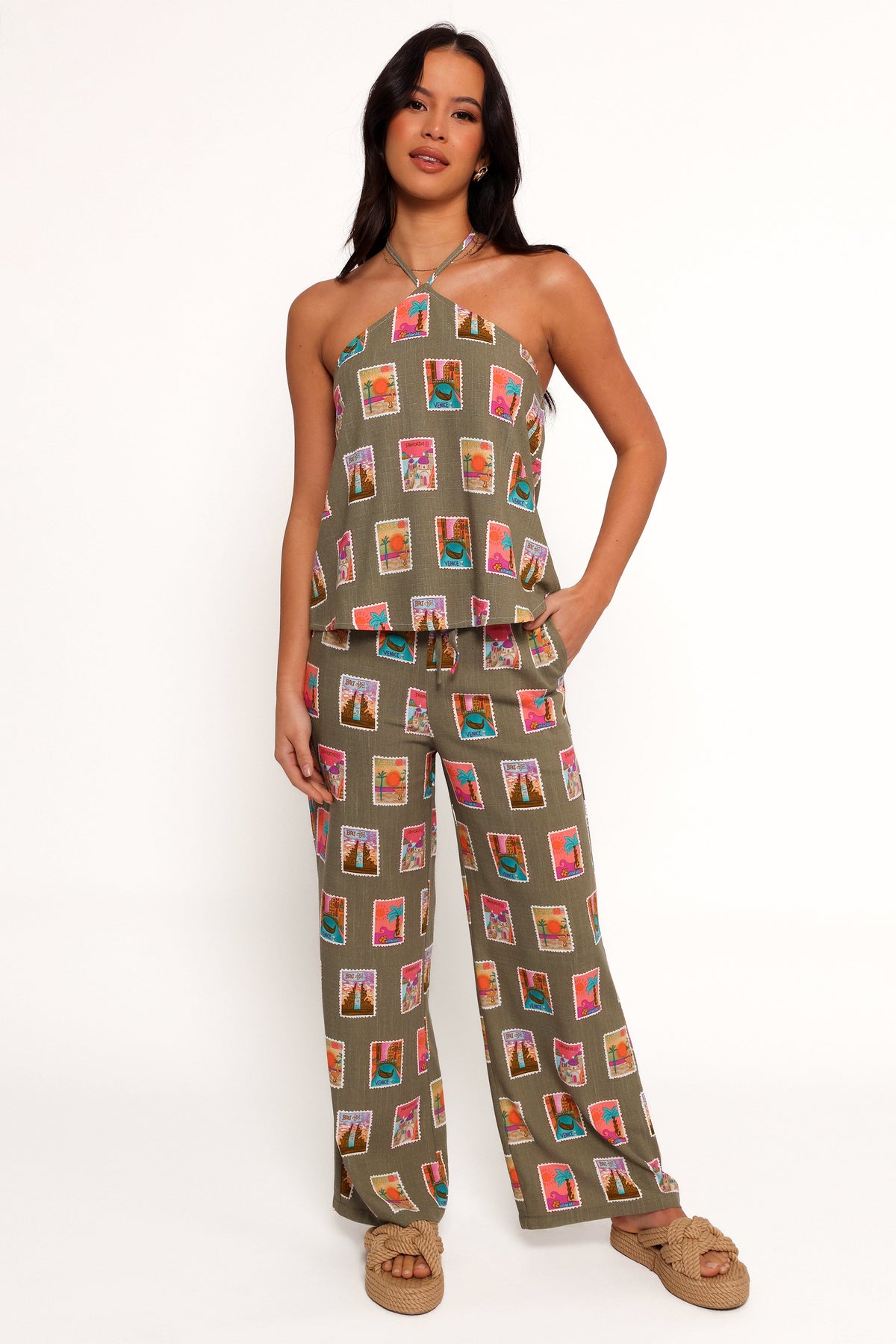 Henri Halter Top in Olive Print – view 4 of 9