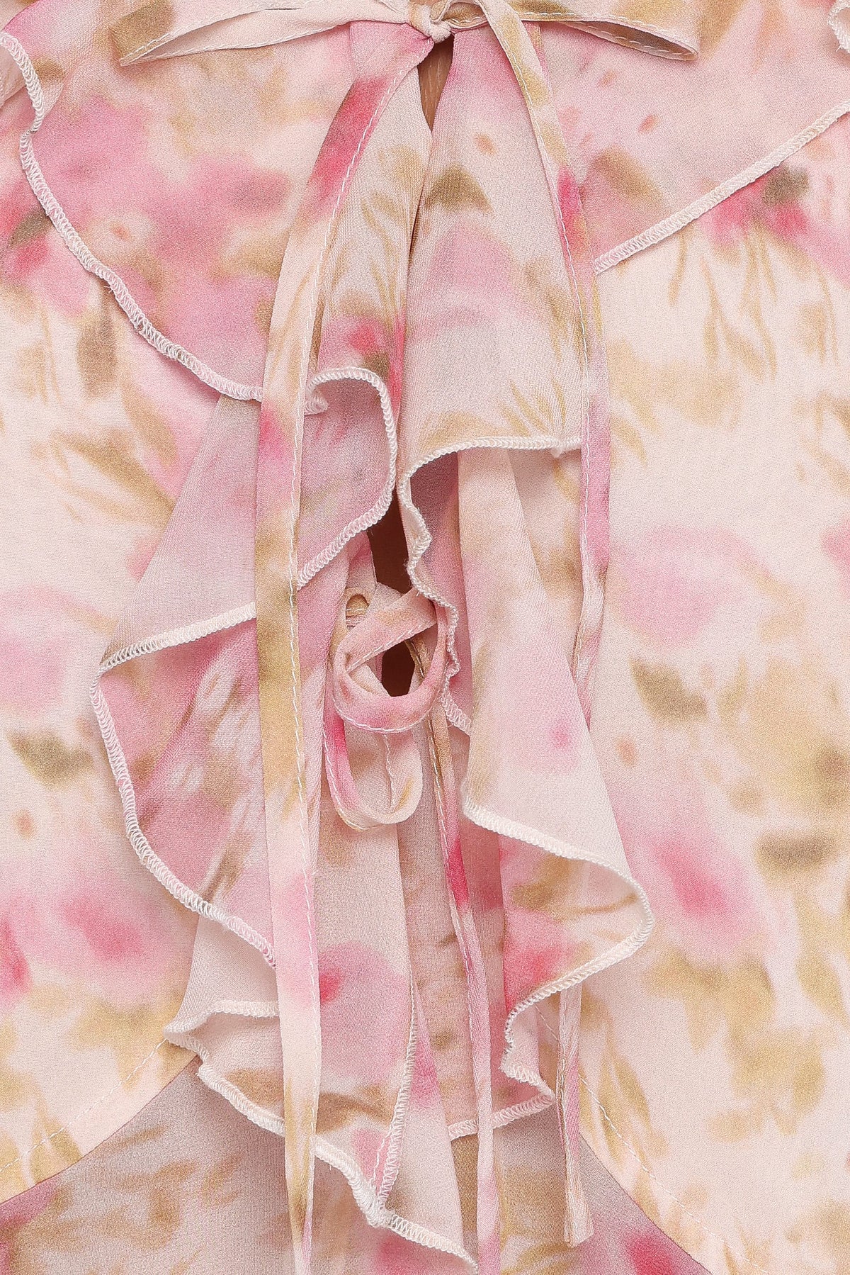 Ismena Tie Front Top in Blurred Pink Floral – view 7 of 8