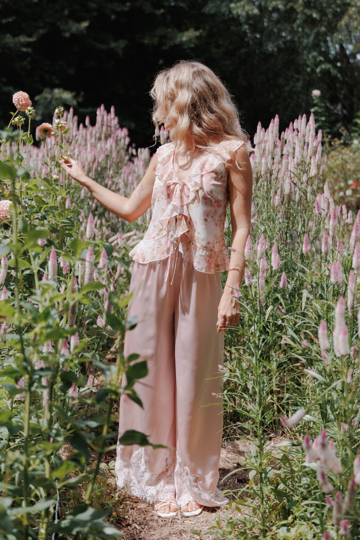 Ismena Tie Front Top in Blurred Pink Floral – view 8 of 8