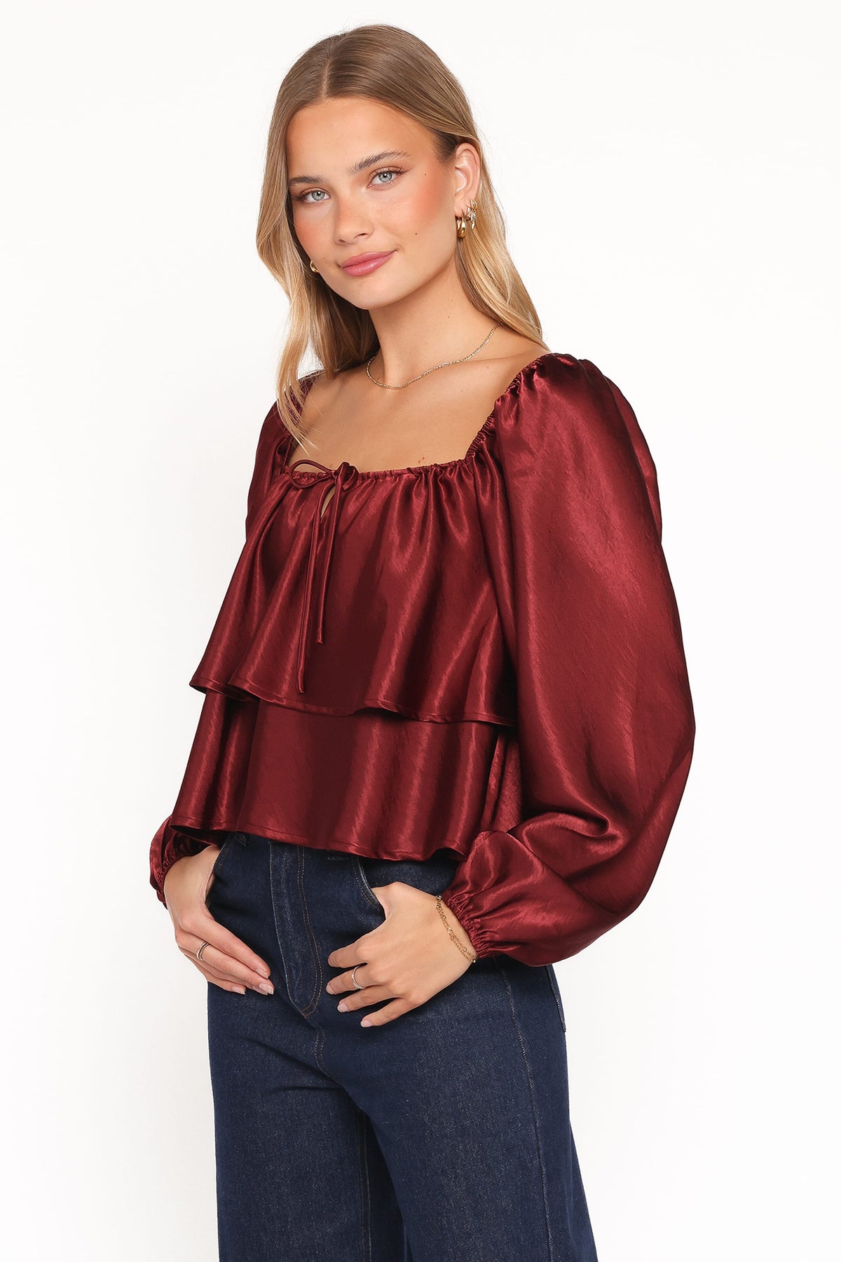Janina Blouse in Wine – view 3 of 6