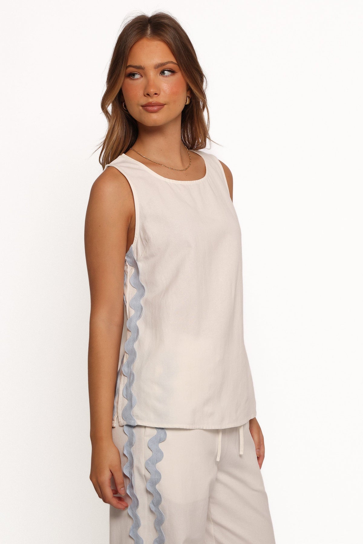 Jasinta Top in Cream Blue – view 7 of 10