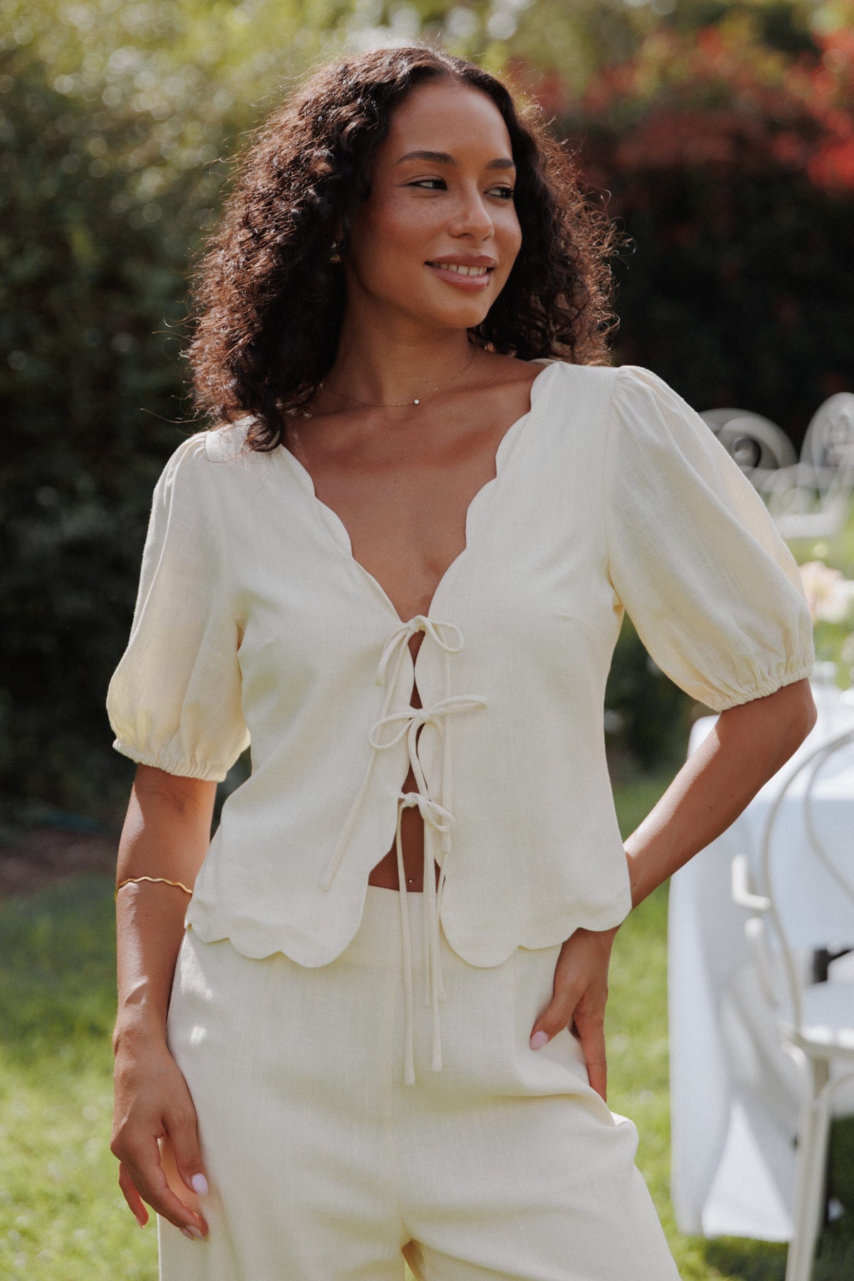 Jensen Scallop Hem Top in Butter Yellow – view 1 of 6