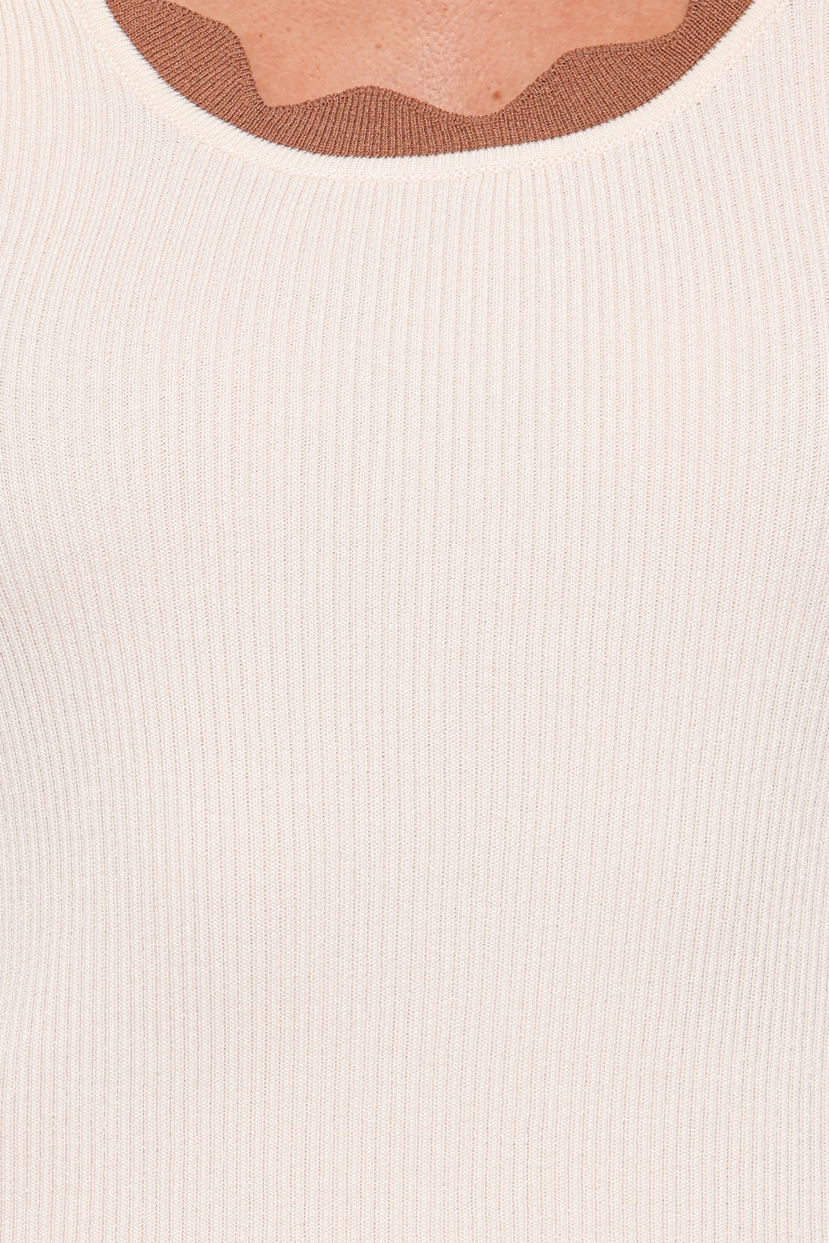 Johnson Scalloped Trim Tank in Cream Brown – view 6 of 6