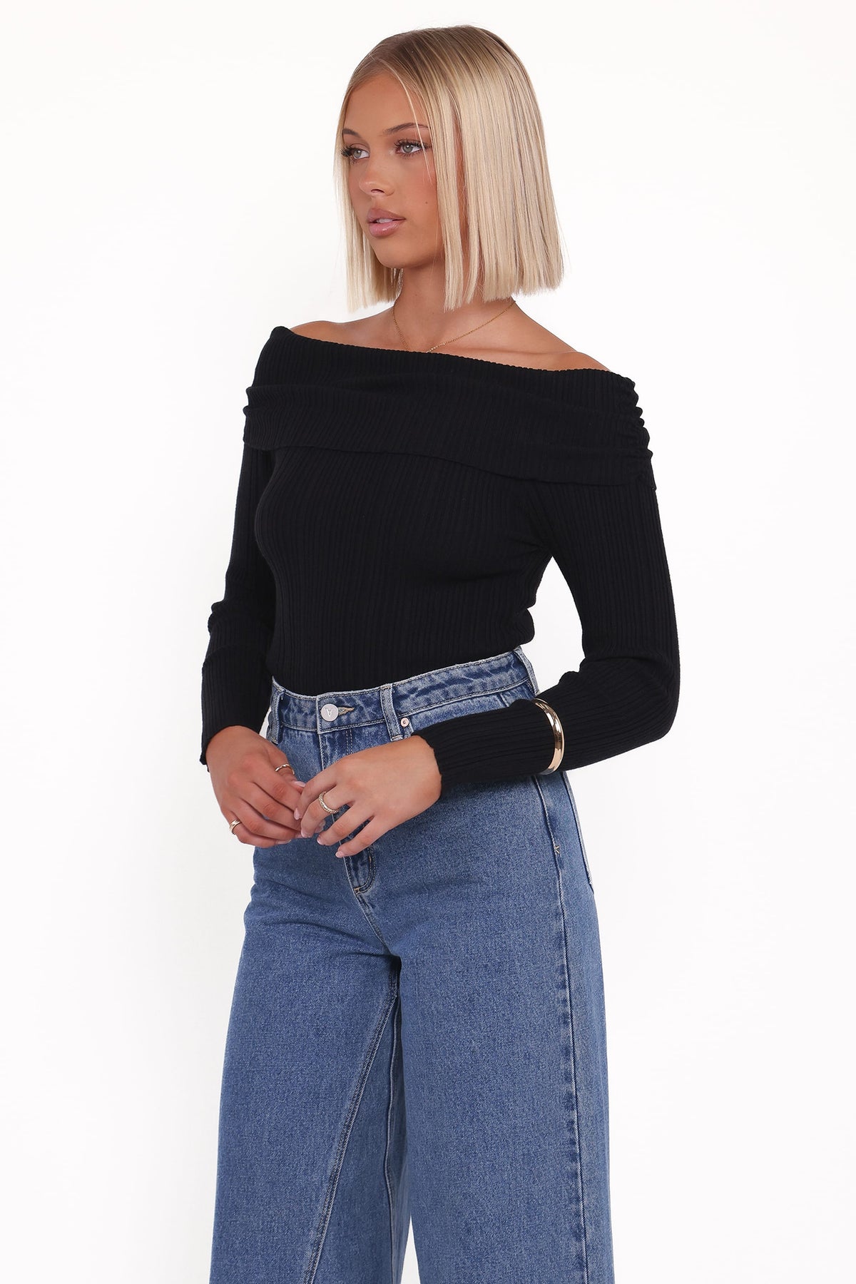 Junia Tie Back Knit Top in Black – view 3 of 7