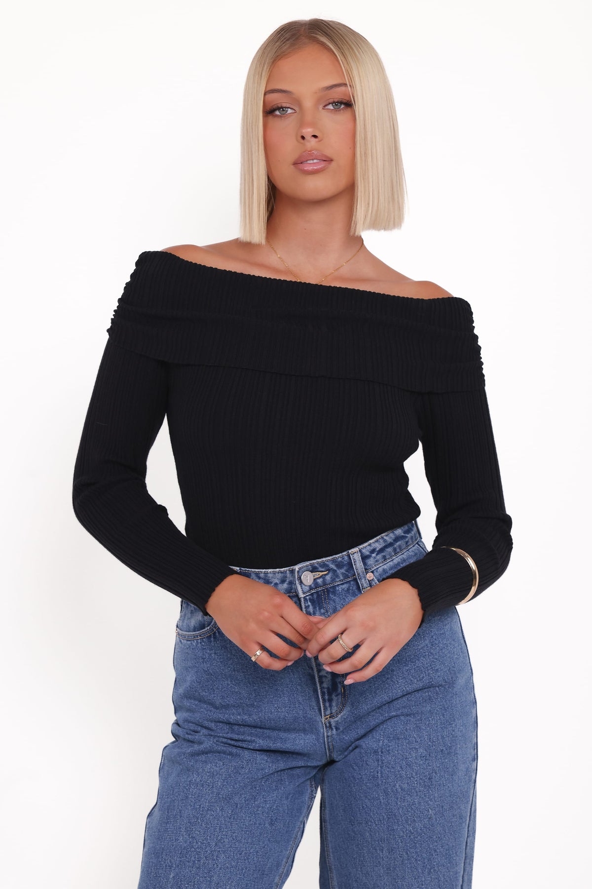 Junia Tie Back Knit Top in Black – view 2 of 7