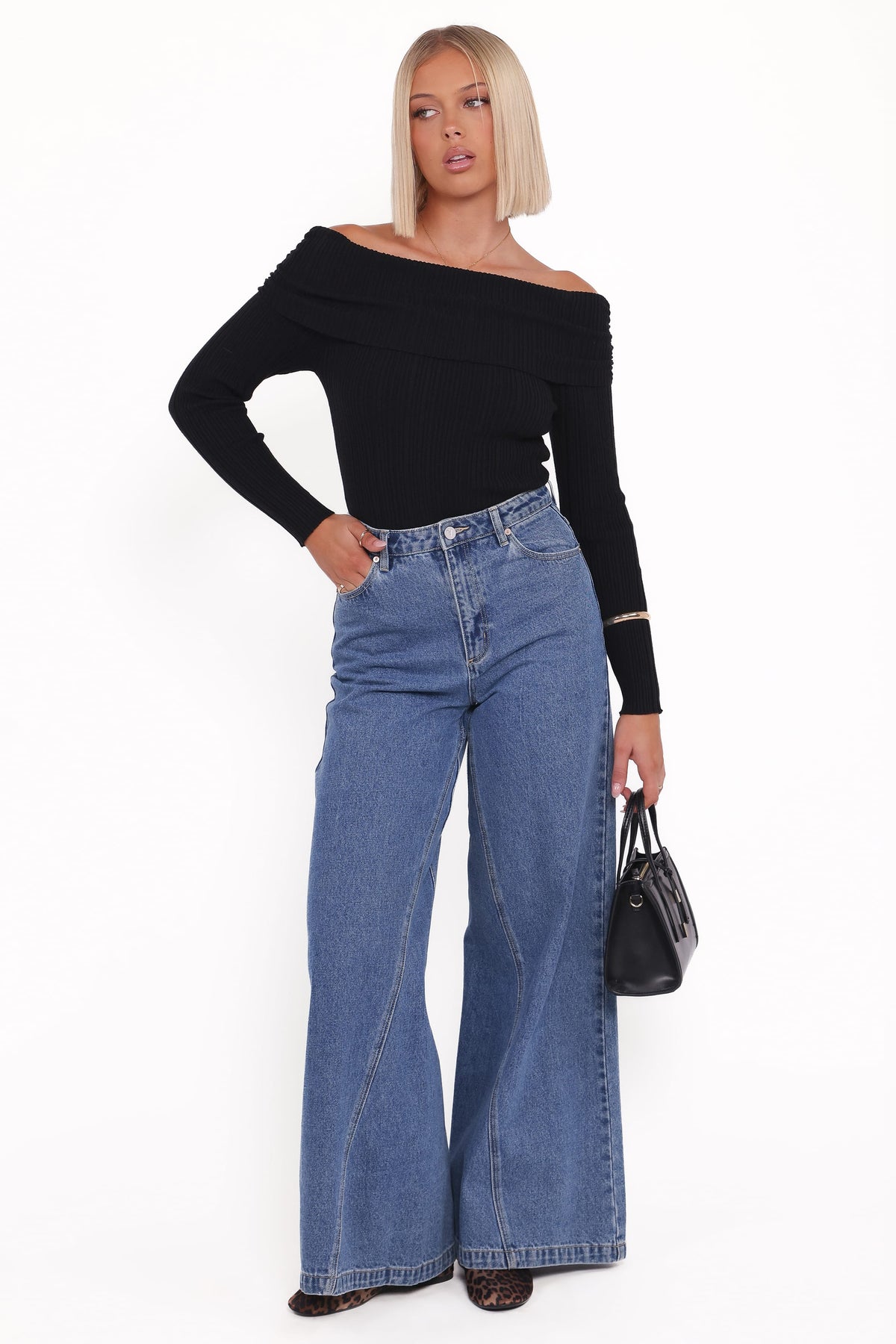 Junia Tie Back Knit Top in Black – view 4 of 7