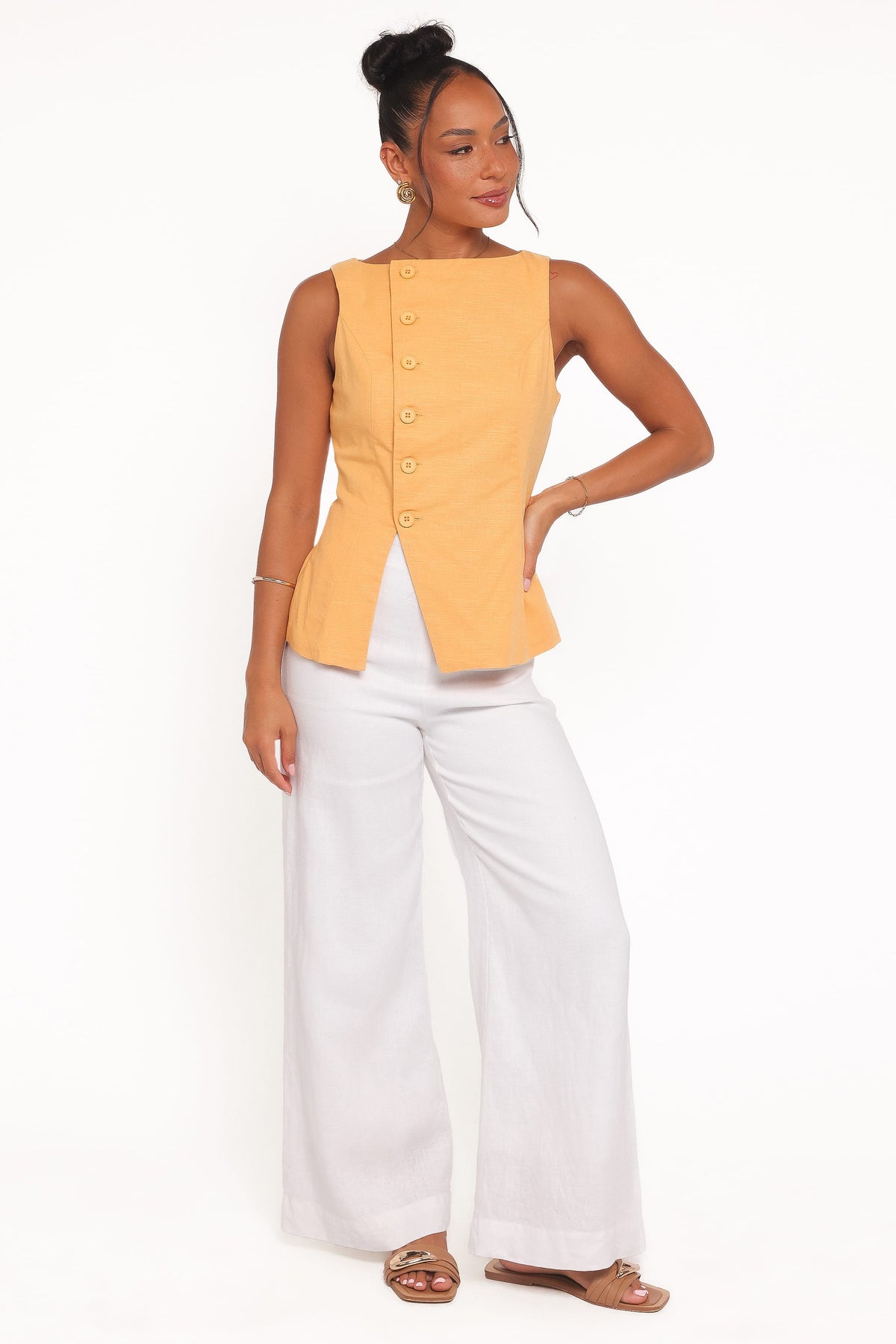 Kalyssa Asymmetrical Vest in Mango – view 3 of 8