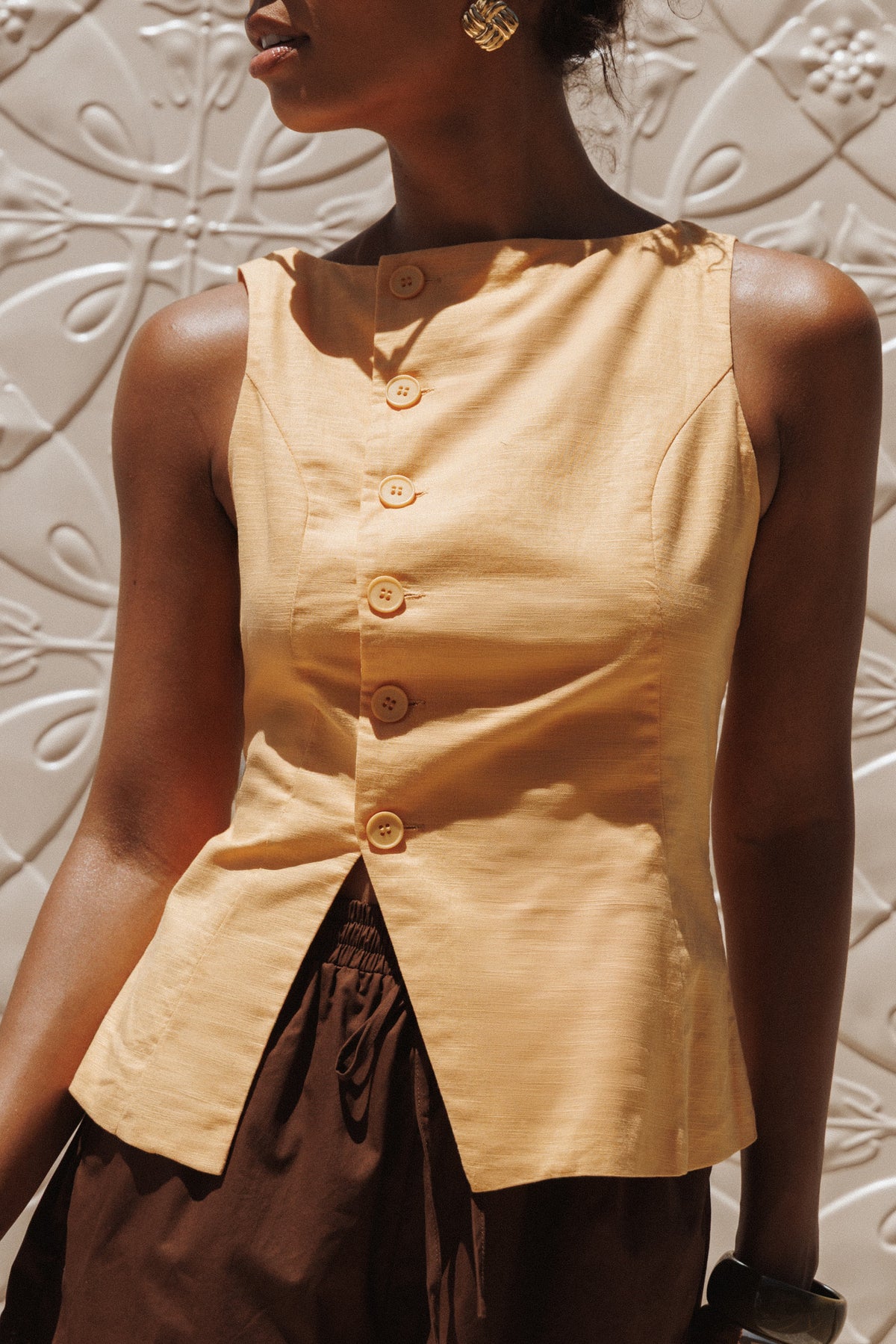 Kalyssa Asymmetrical Vest in Mango – view 1 of 8