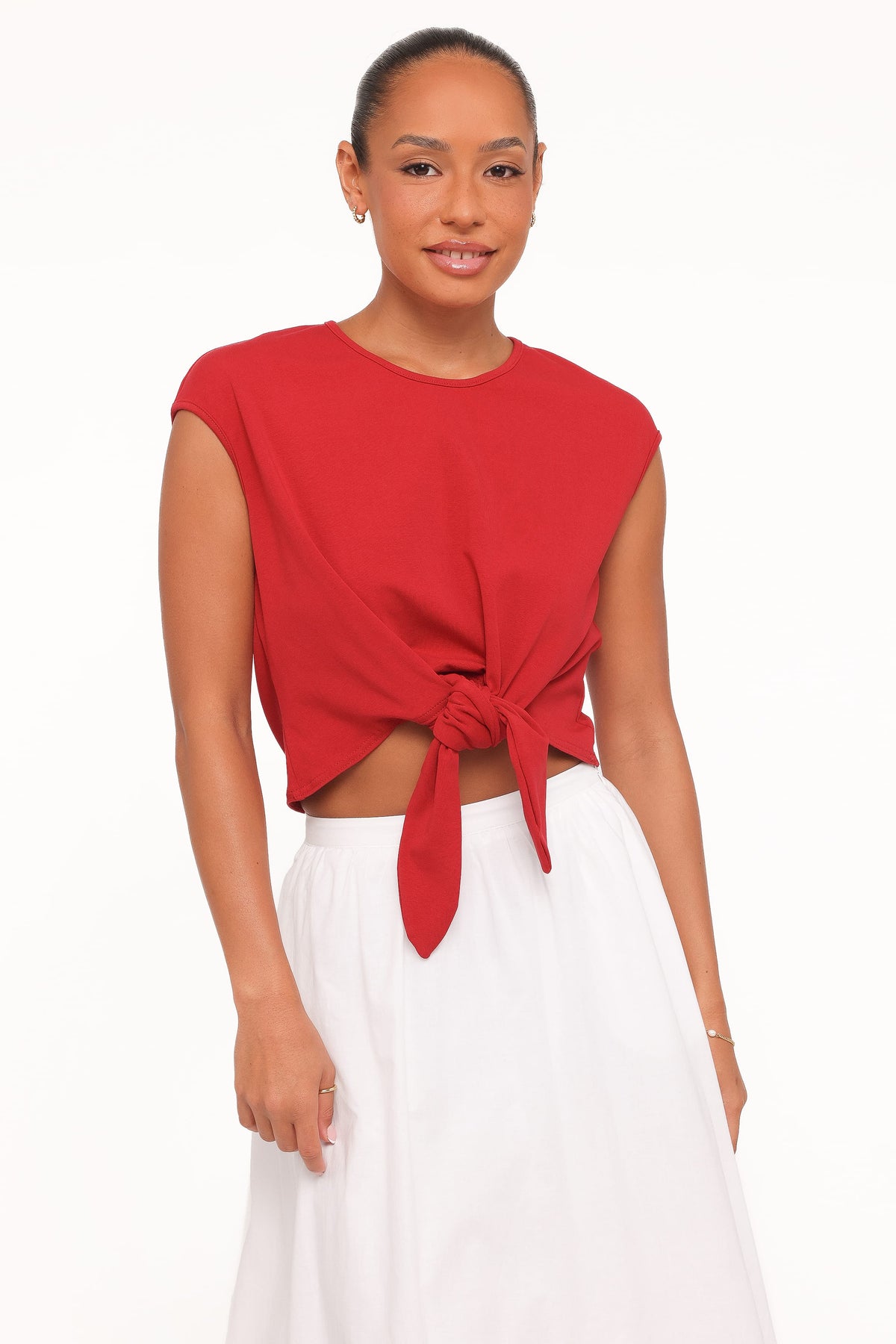 Kathy Tie Front Top in Red – view 1 of 6