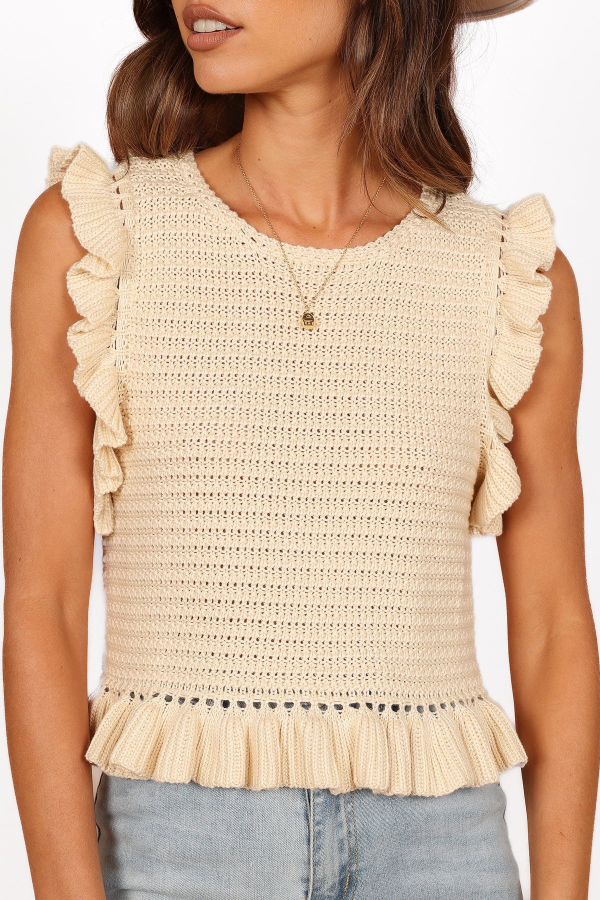 Katia Frill Knitted Top in Cream – view 4 of 9