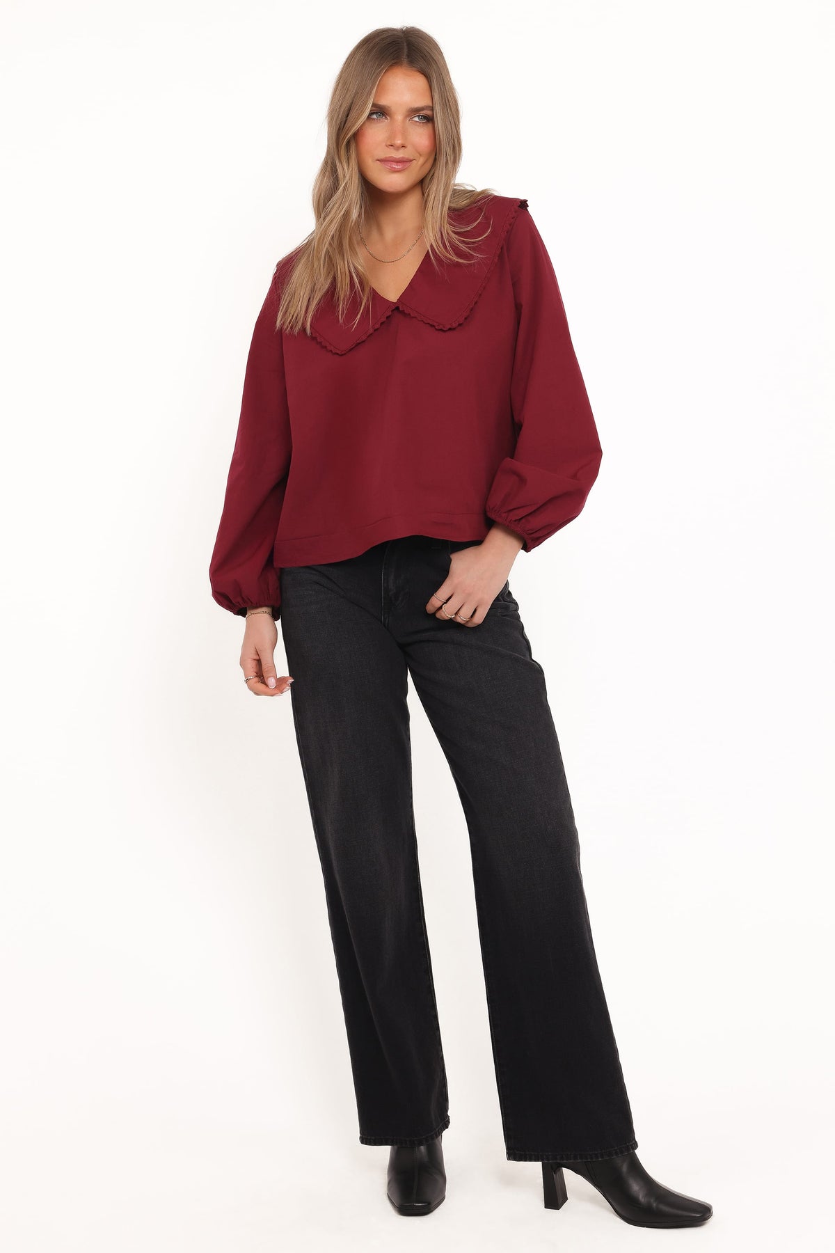 Kenna Long Sleeve Top in Burg – view 6 of 7