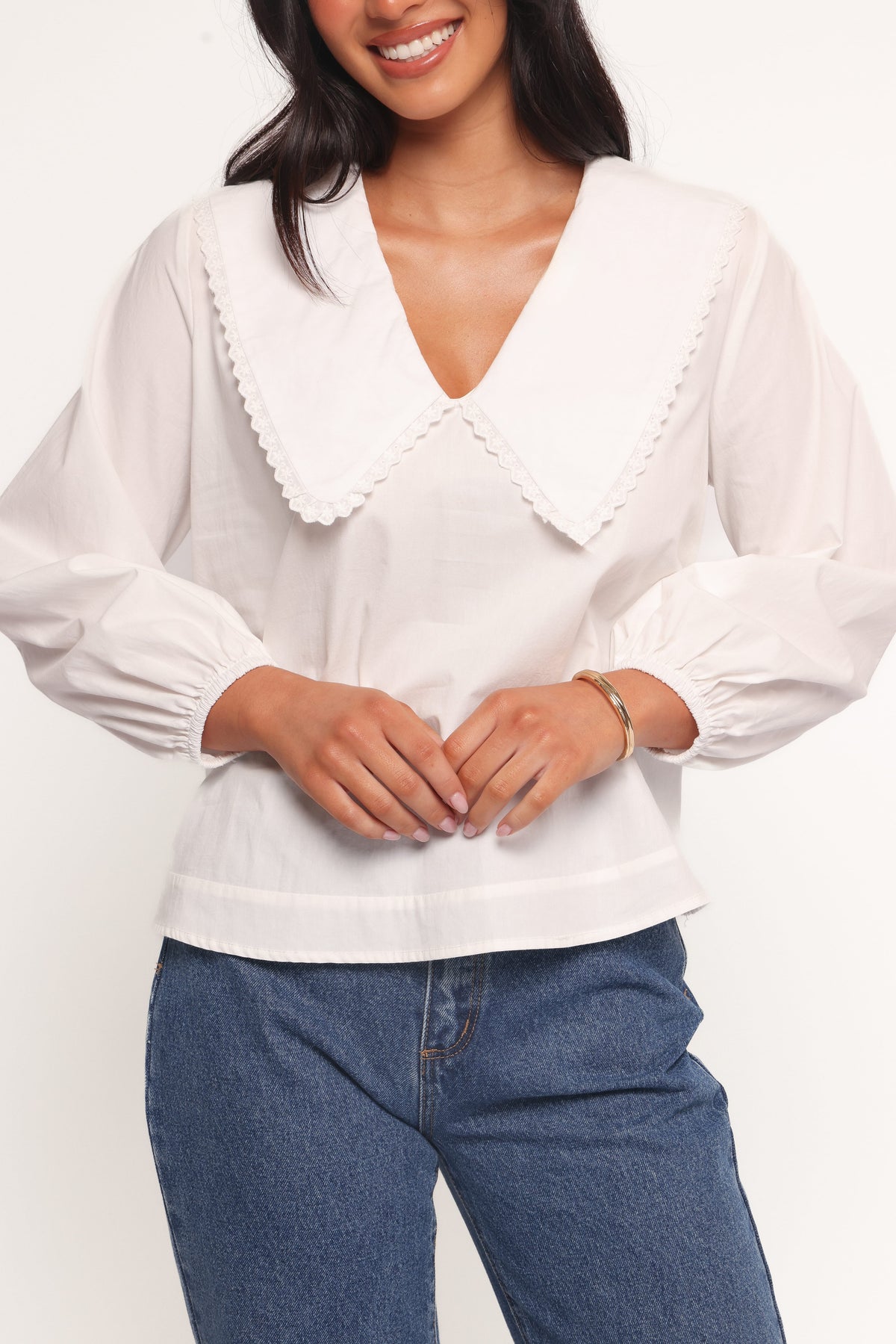 Kenna Long Sleeve Top in White – view 6 of 9