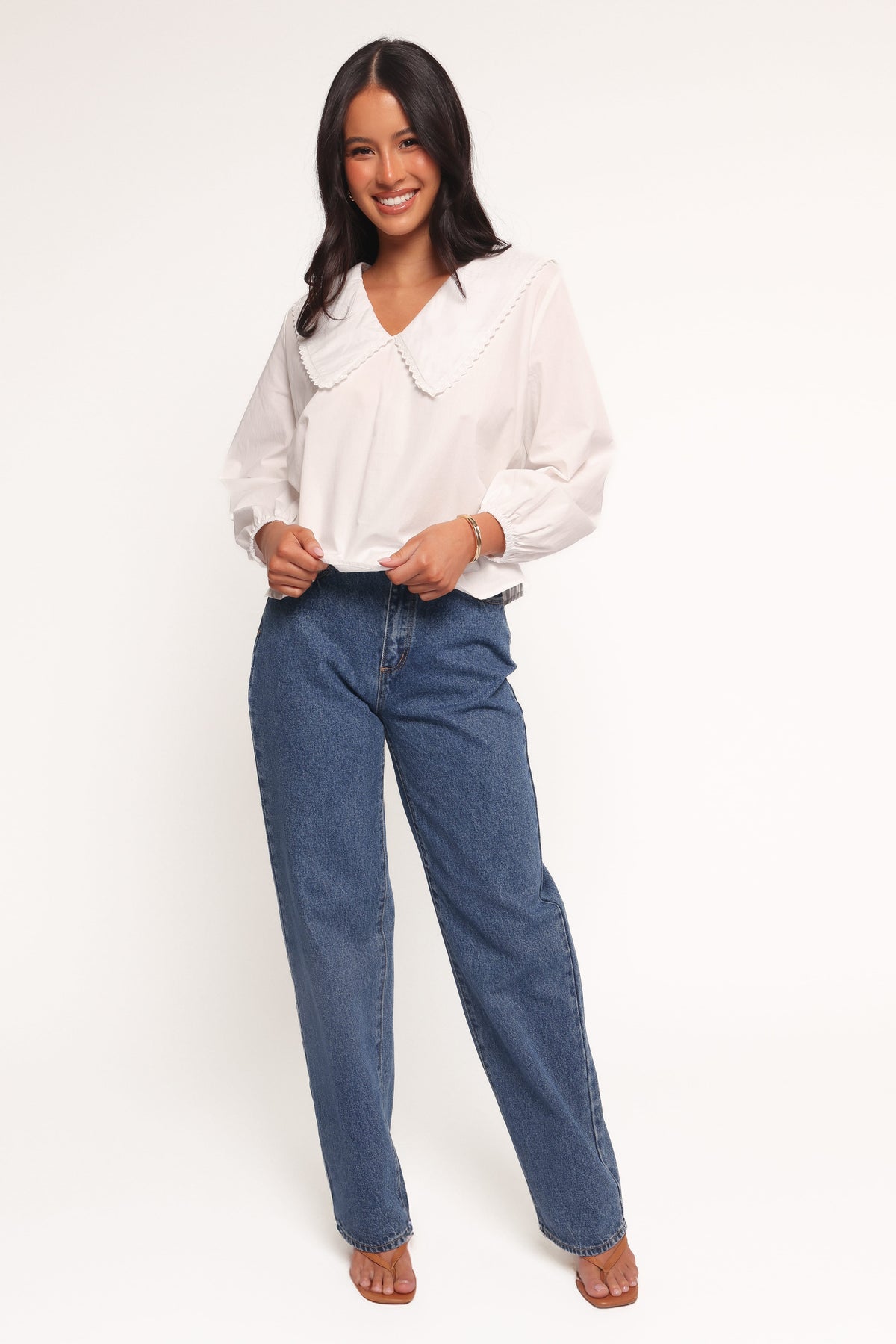Kenna Long Sleeve Top in White – view 2 of 9