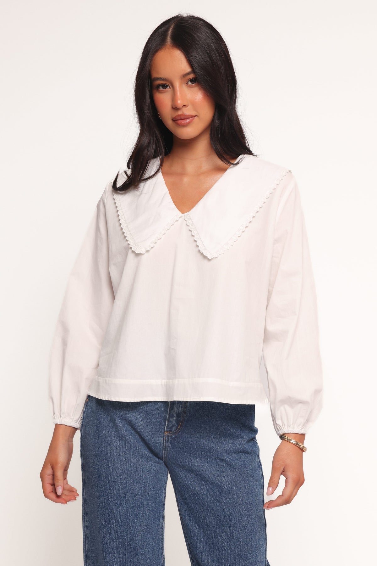Kenna Long Sleeve Top in White – view 3 of 9