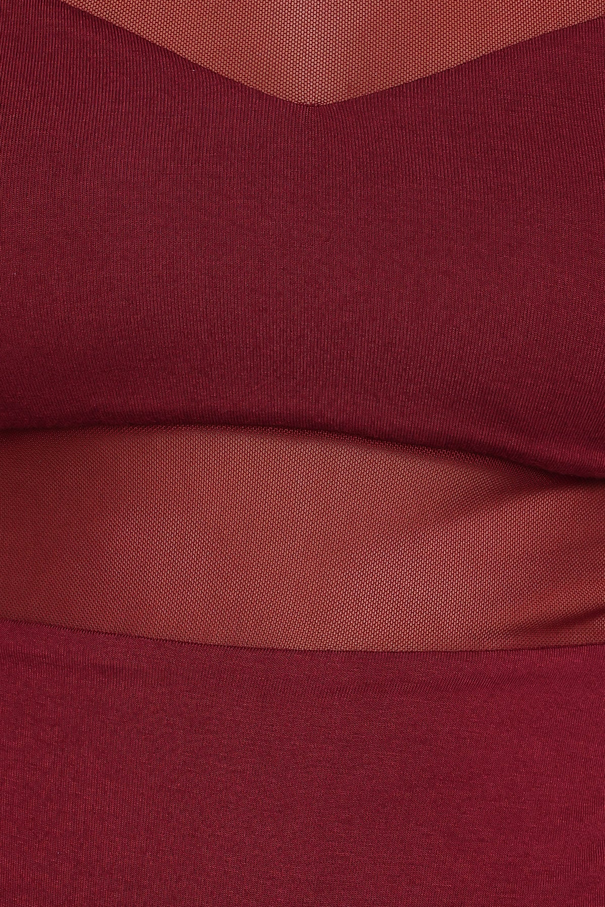 Kingsley Mesh Long Sleeve Bodysuit in Merlot – view 6 of 6
